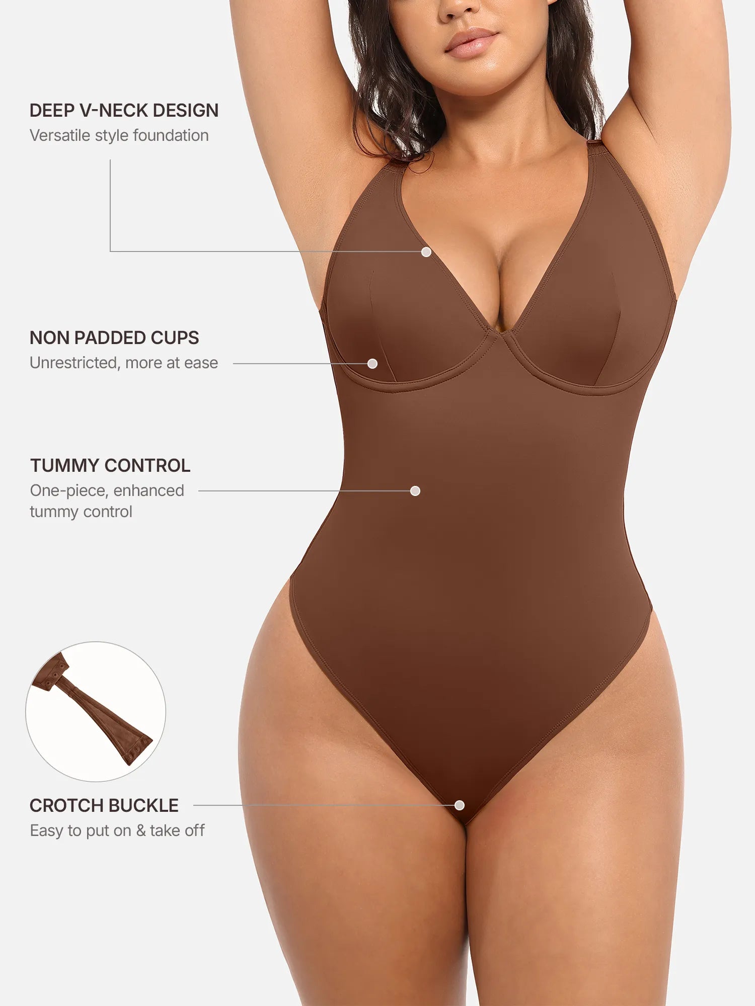 Feelingirl Deep V Neck Tummy Control Shapewear Bodysuit [BOGO]