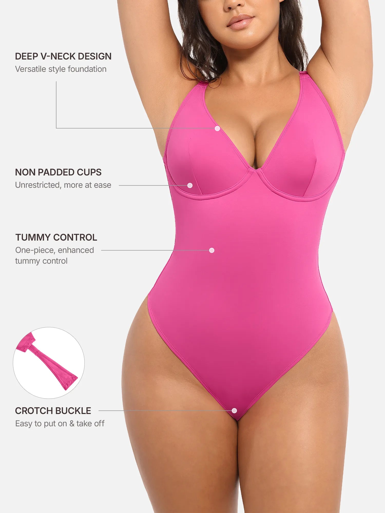 Feelingirl Deep V Neck Tummy Control Shapewear Bodysuit [BOGO]