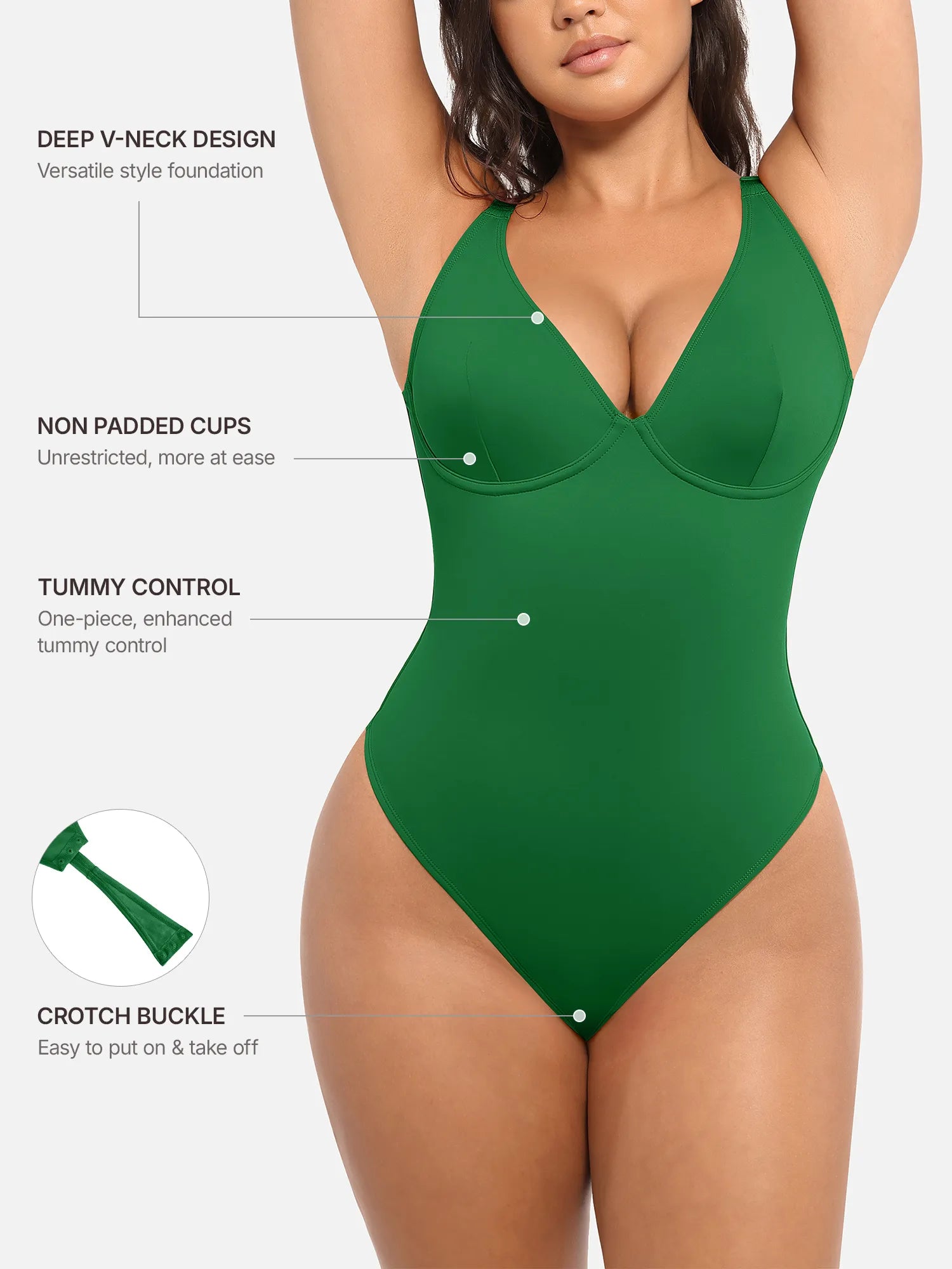 Feelingirl Deep V Neck Tummy Control Shapewear Bodysuit [BOGO]