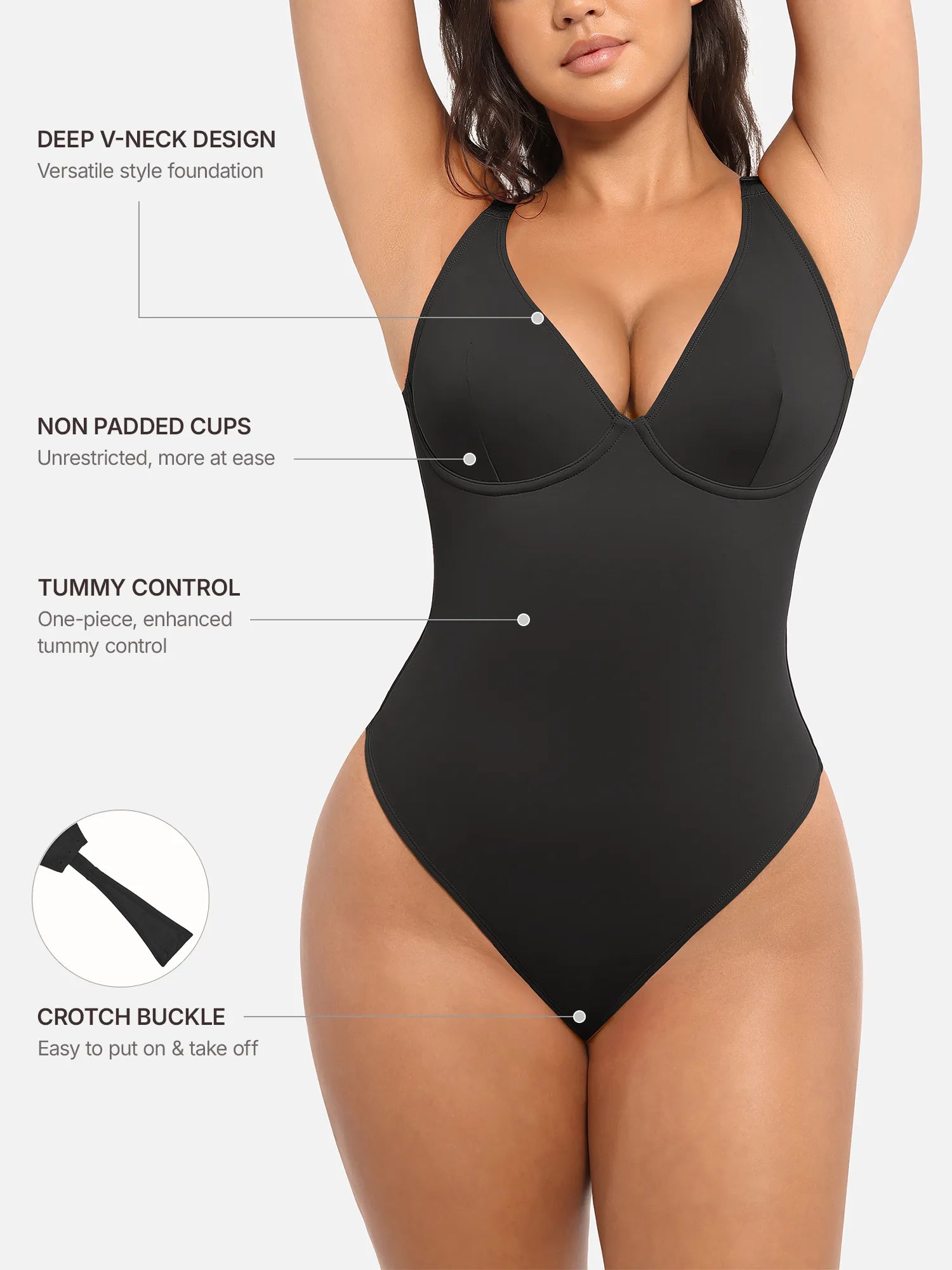 Feelingirl Deep V Neck Tummy Control Shapewear Bodysuit [BOGO]