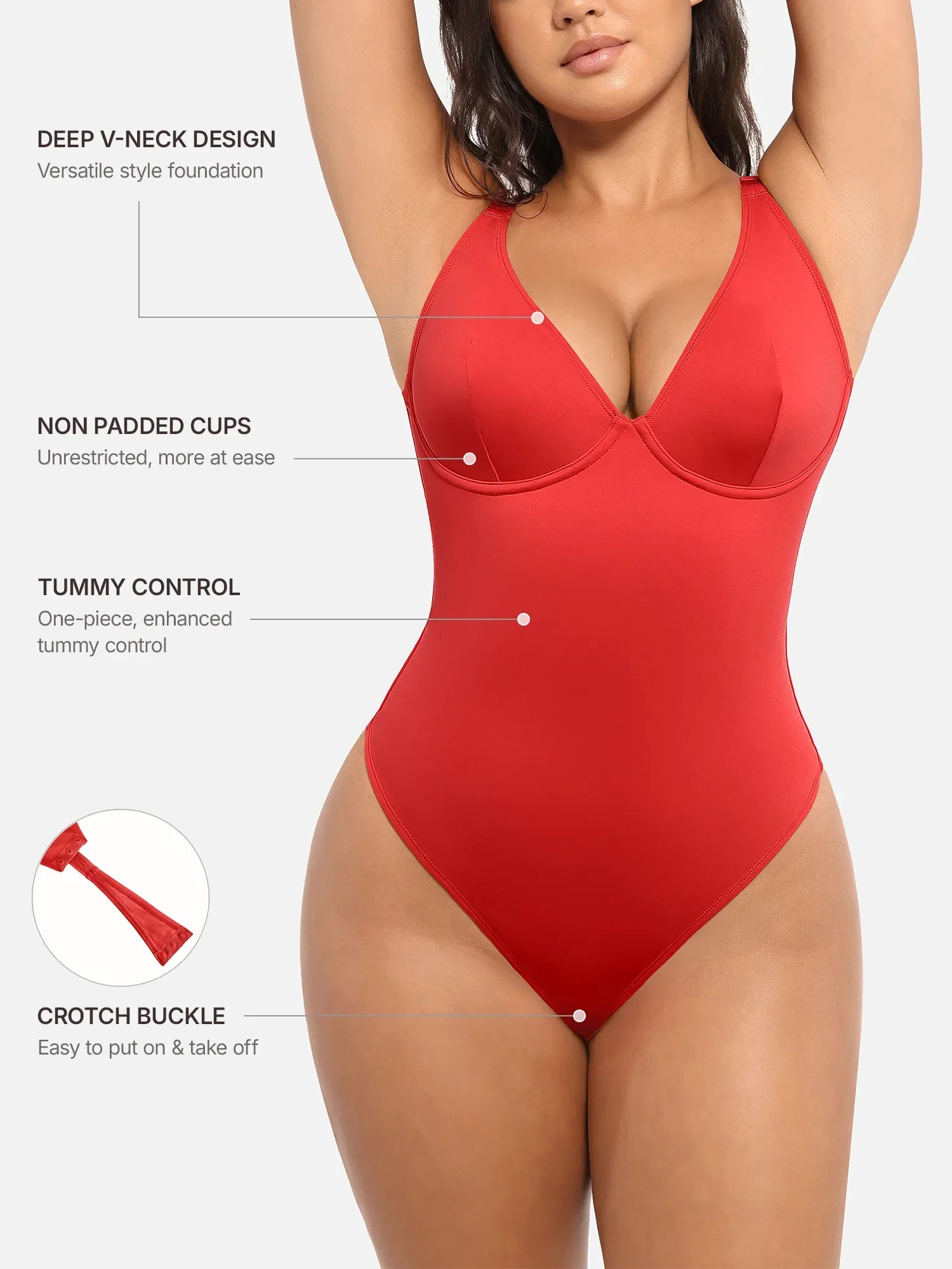 Feelingirl Deep V Neck Tummy Control Shapewear Bodysuit [BOGO]