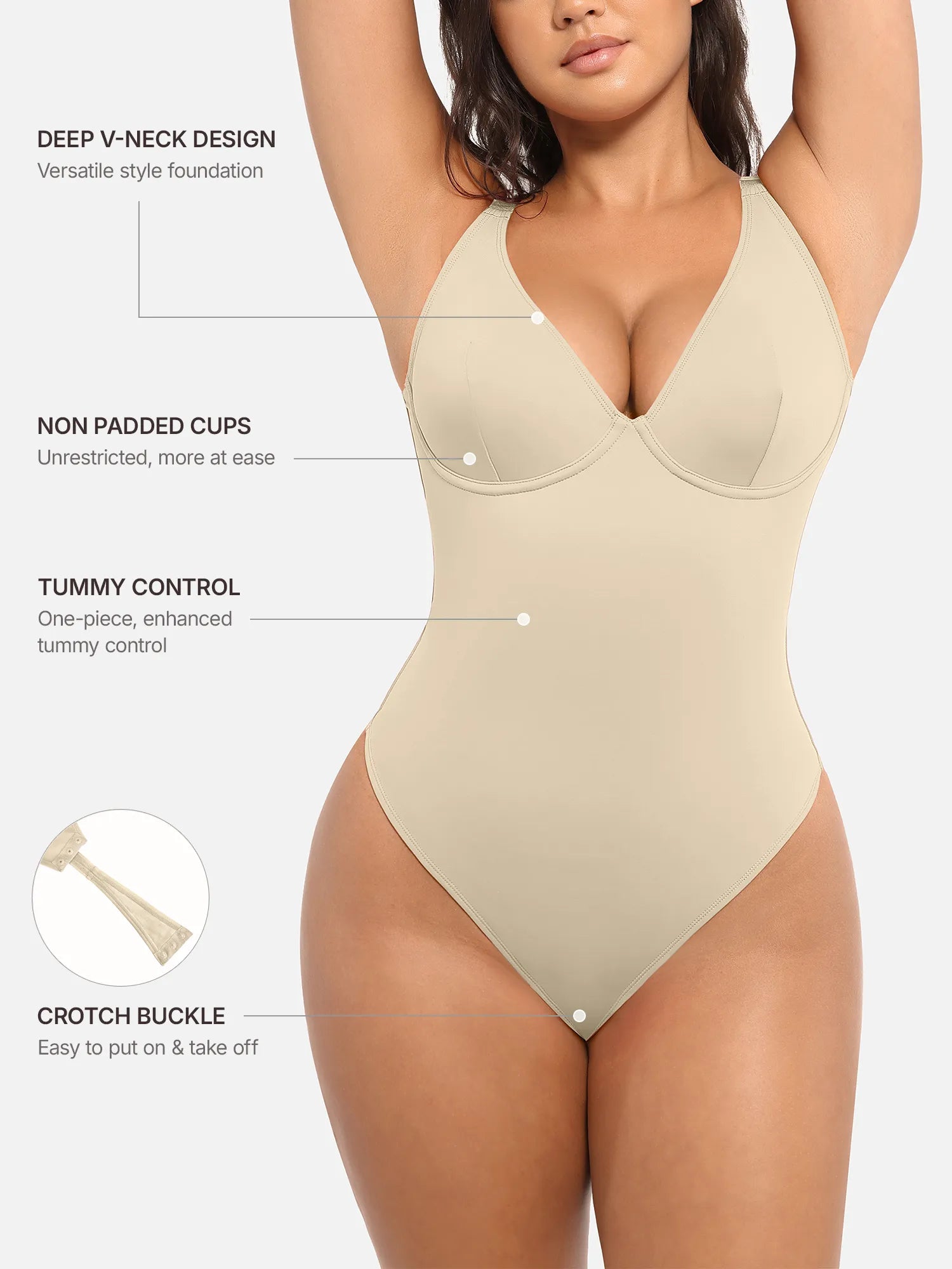 Feelingirl Deep V Neck Tummy Control Shapewear Bodysuit [BOGO]