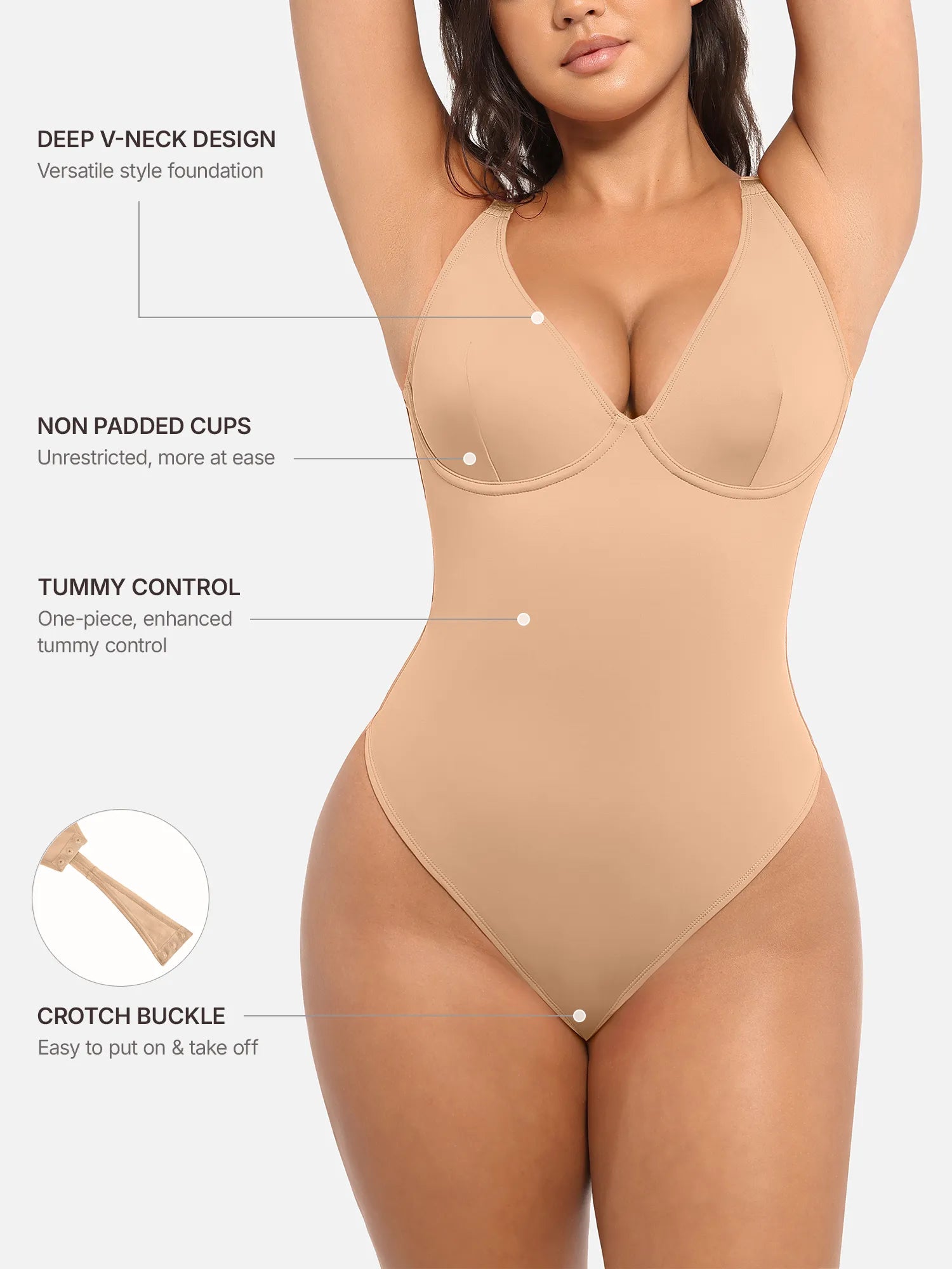 Feelingirl Deep V Neck Tummy Control Shapewear Bodysuit [BOGO]