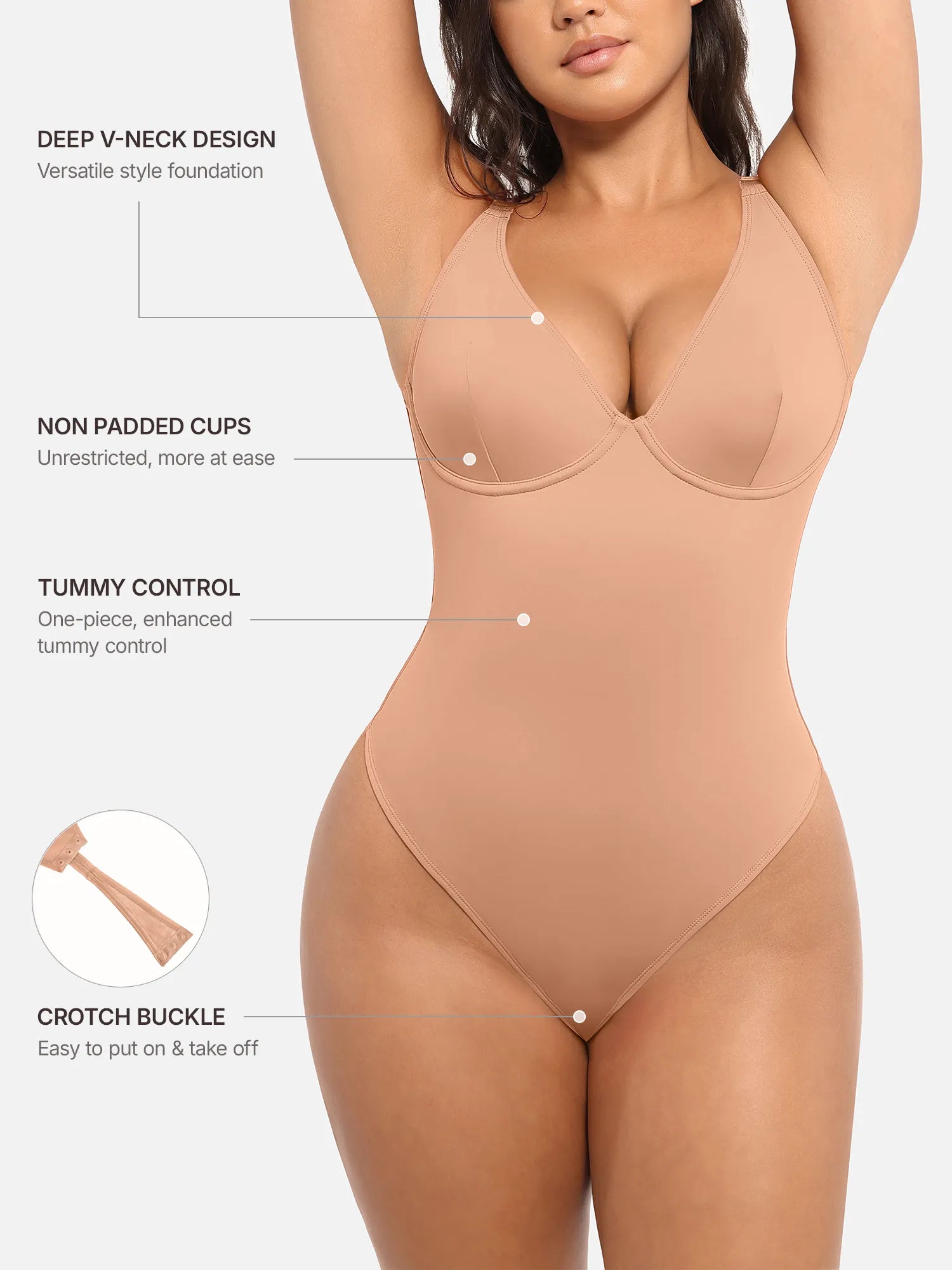 Feelingirl Deep V Neck Tummy Control Shapewear Bodysuit [BOGO]