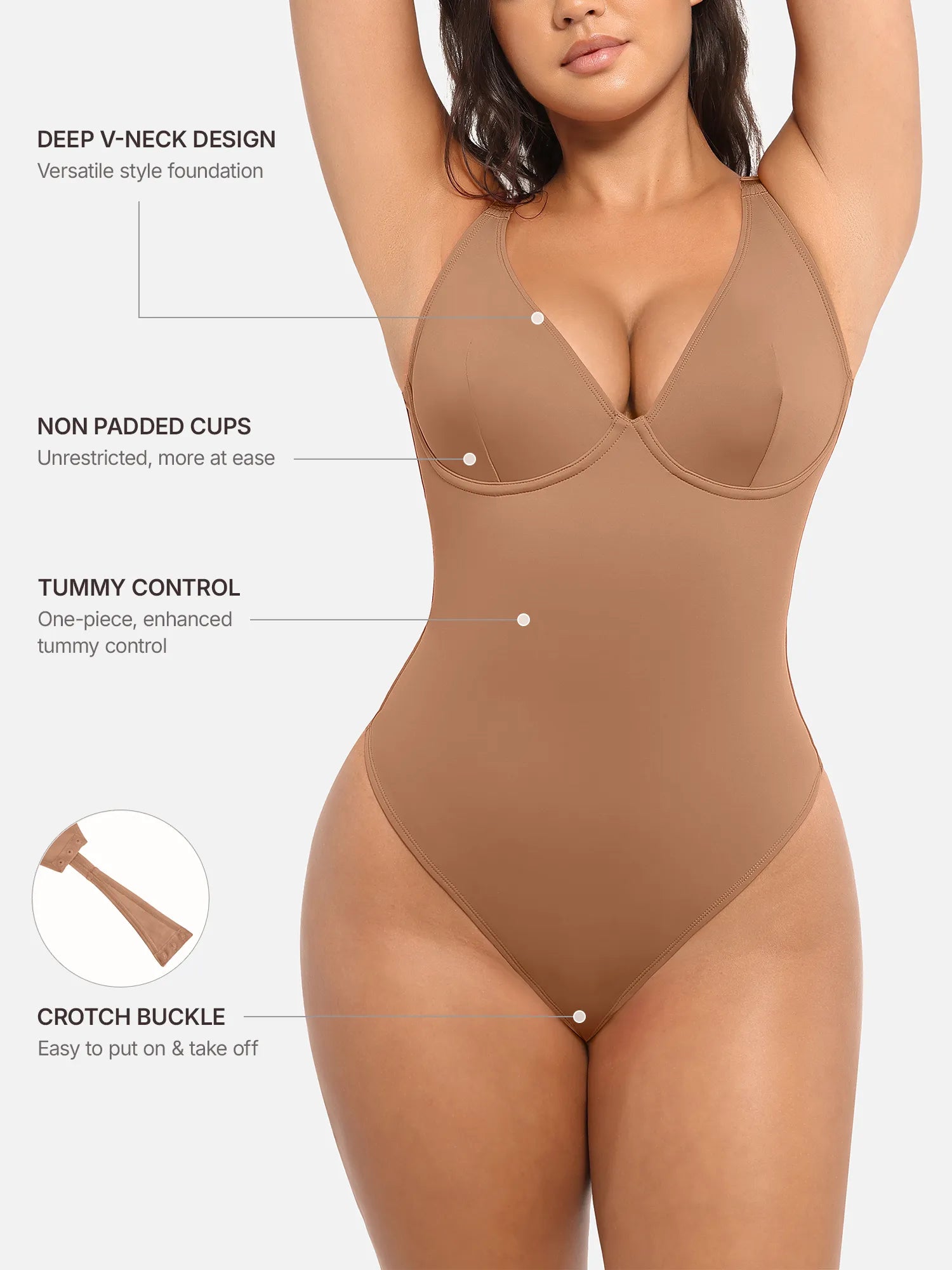 Feelingirl Deep V Neck Tummy Control Shapewear Bodysuit [BOGO]