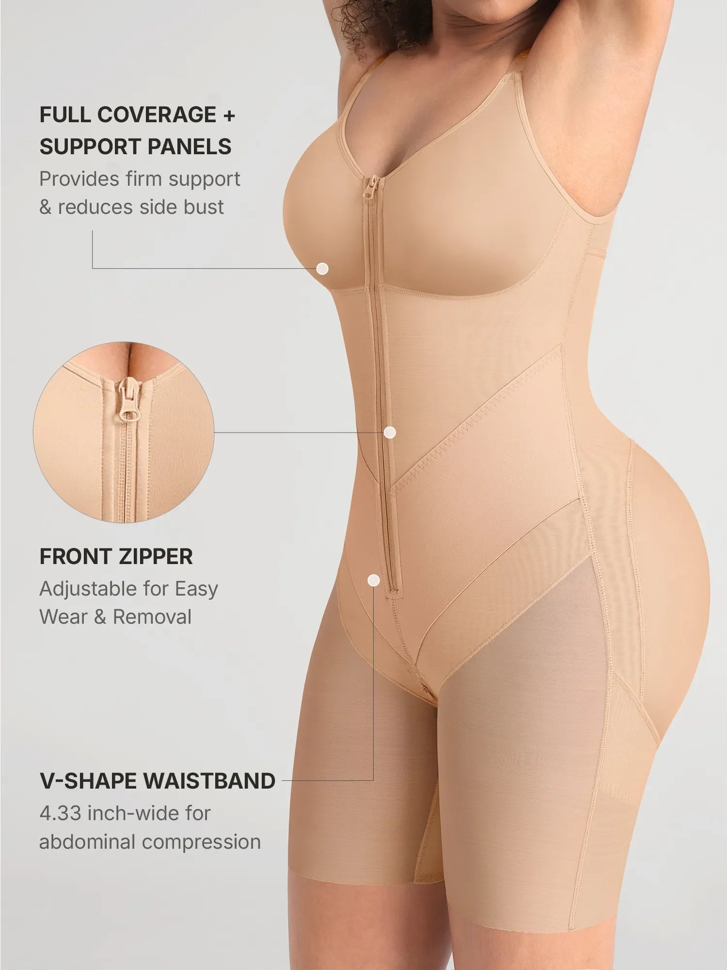Feelingirl Full-Coverage Chest Faja Tummy Control Butt Lift Bodysuit