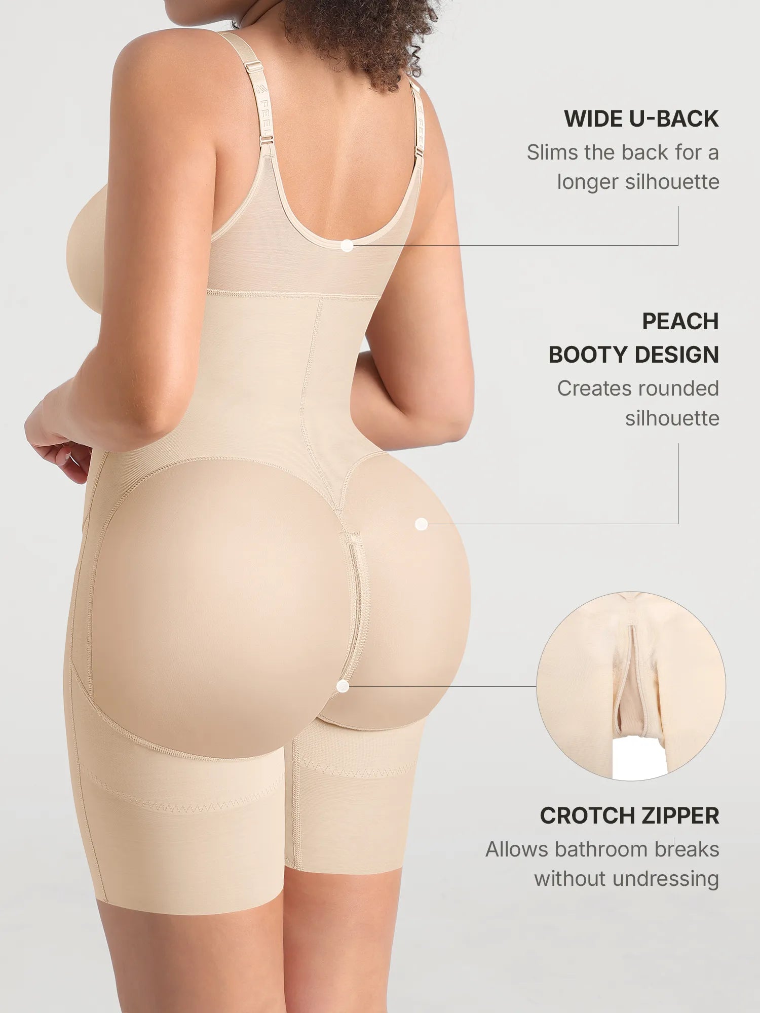 Feelingirl Full-Coverage Chest Faja Tummy Control Butt Lift Bodysuit