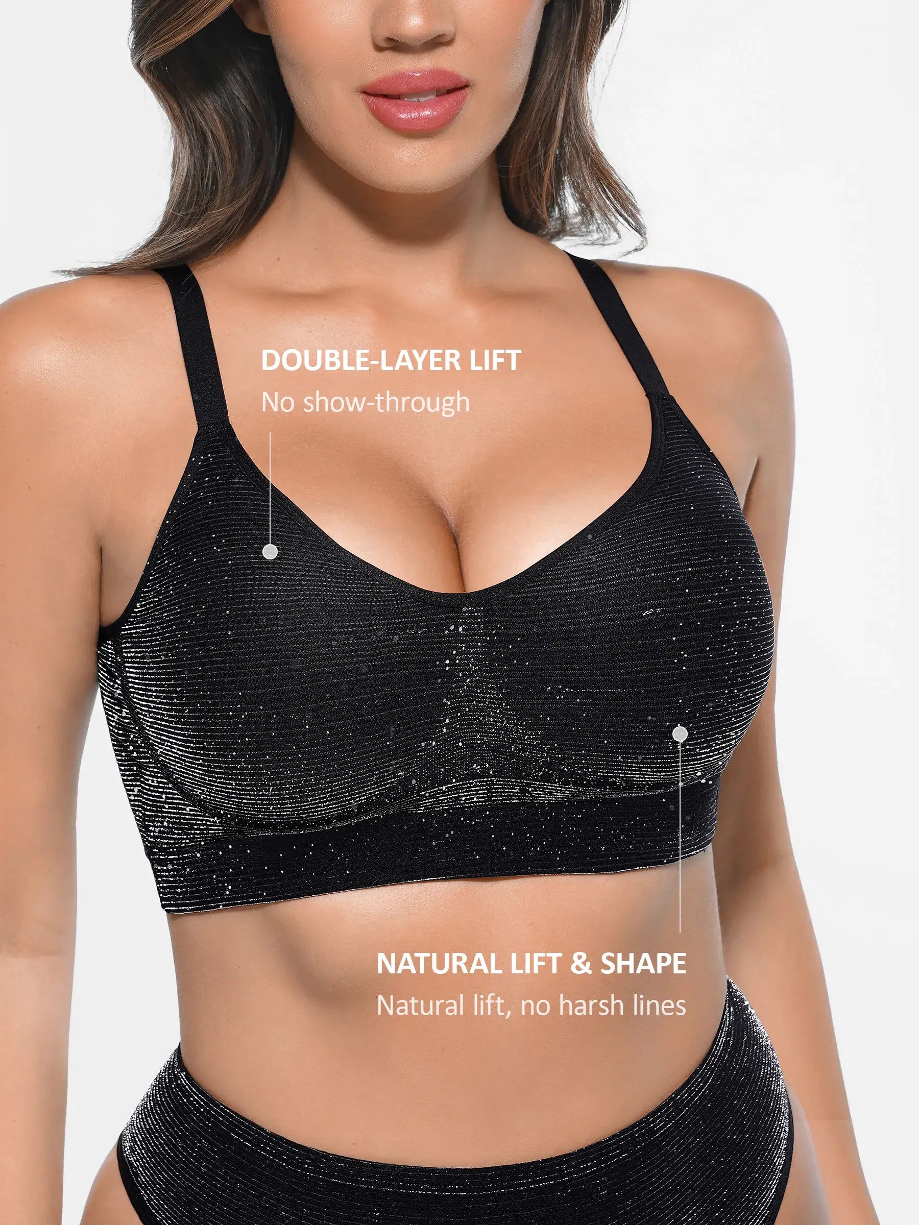 Feelingirl Invisible Shimmer Wireless Comfort Bra & Panty