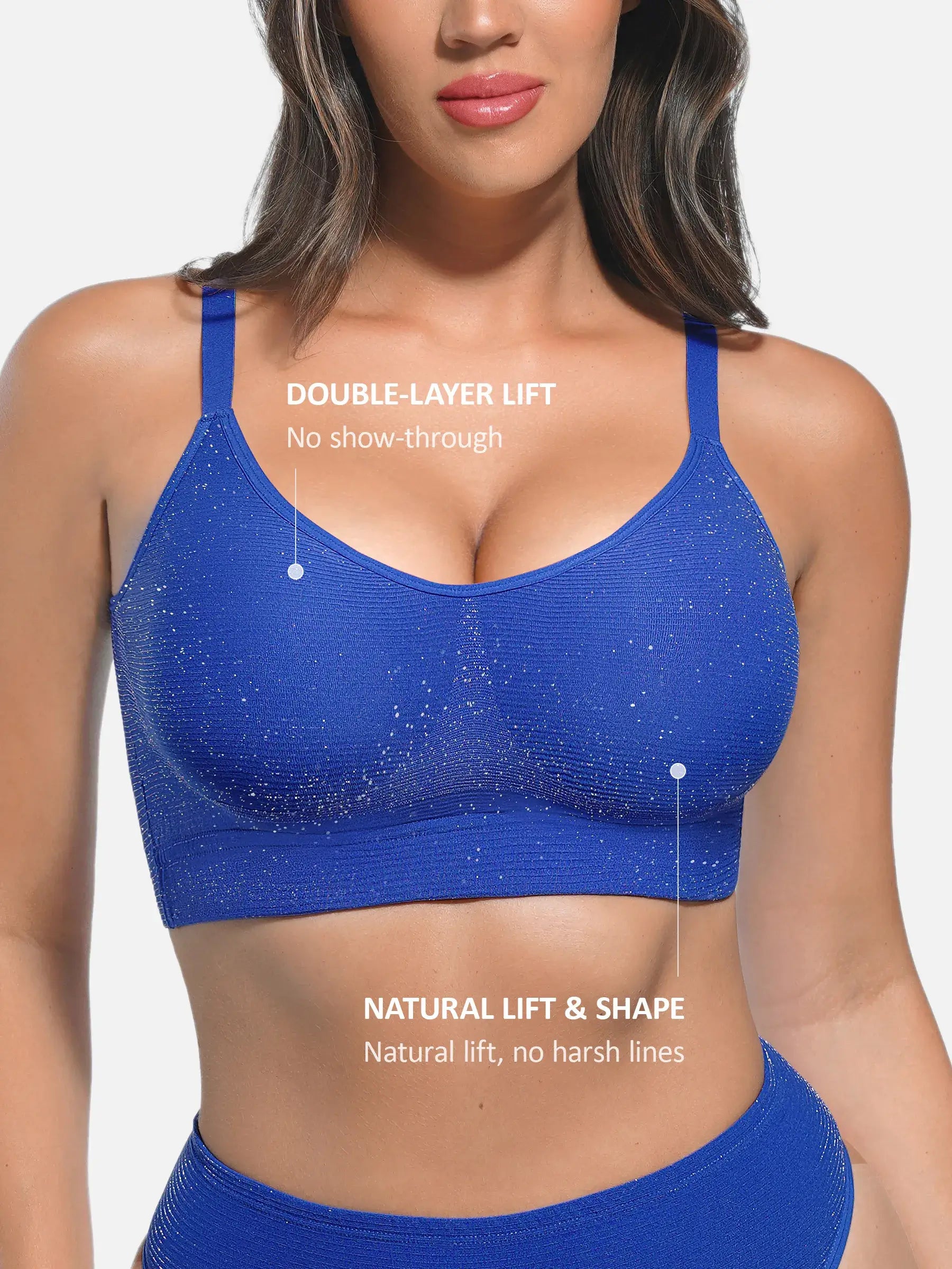 Feelingirl Invisible Shimmer Wireless Comfort Bra & Panty