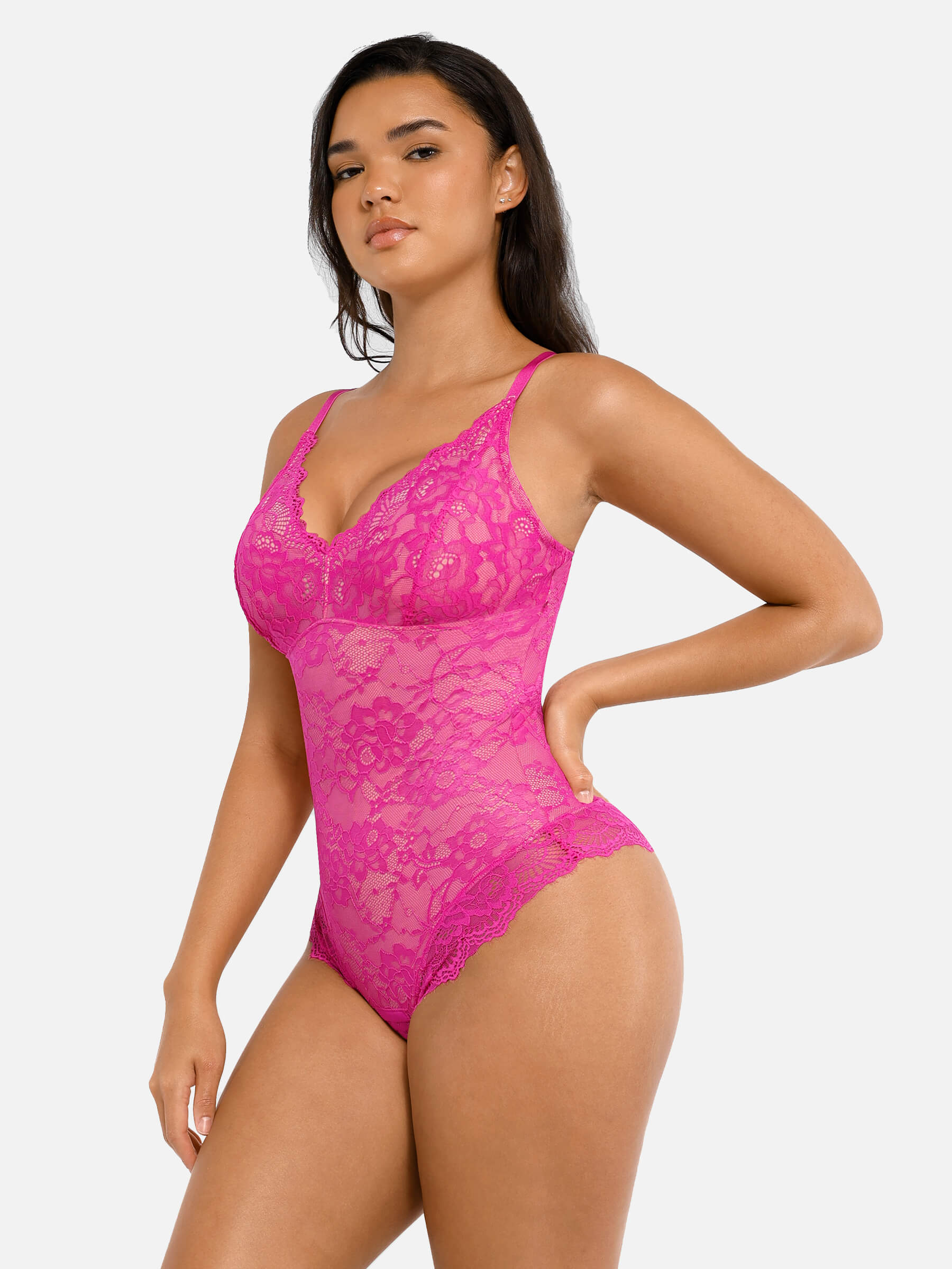 Feelingirl 2-Pack Lace V Neck Full Bodysuit Bundle