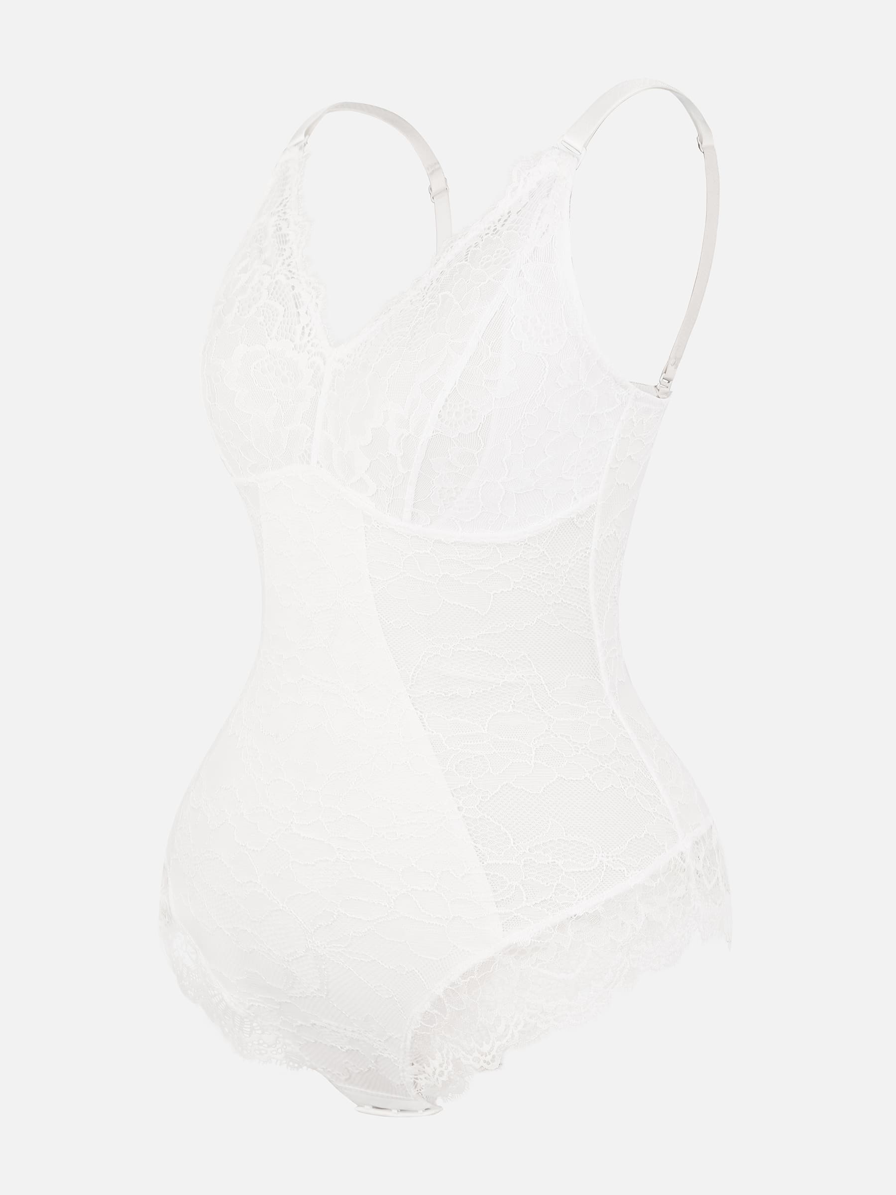 Feelingirl Lace V Neck Full Thong Bodysuit