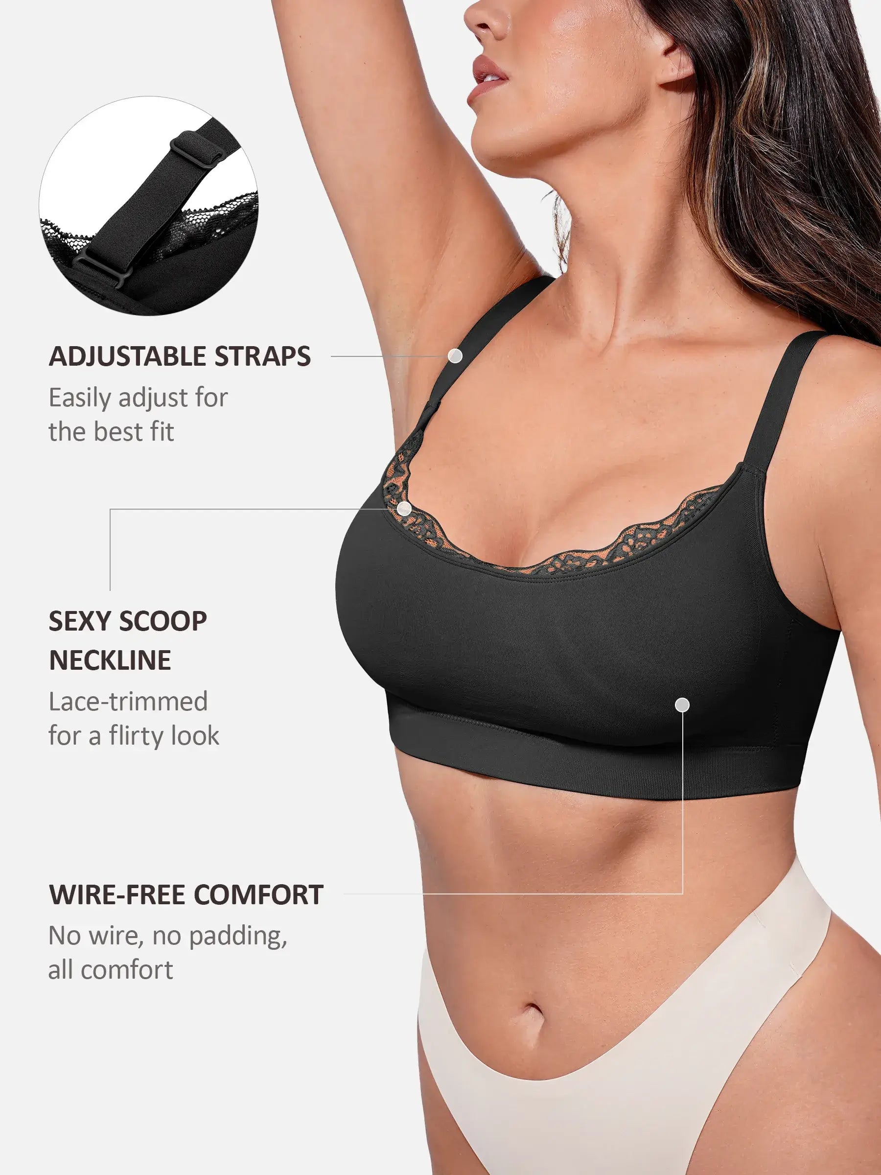 Feelingirl No Underwire Seamless Lace Everyday Bra
