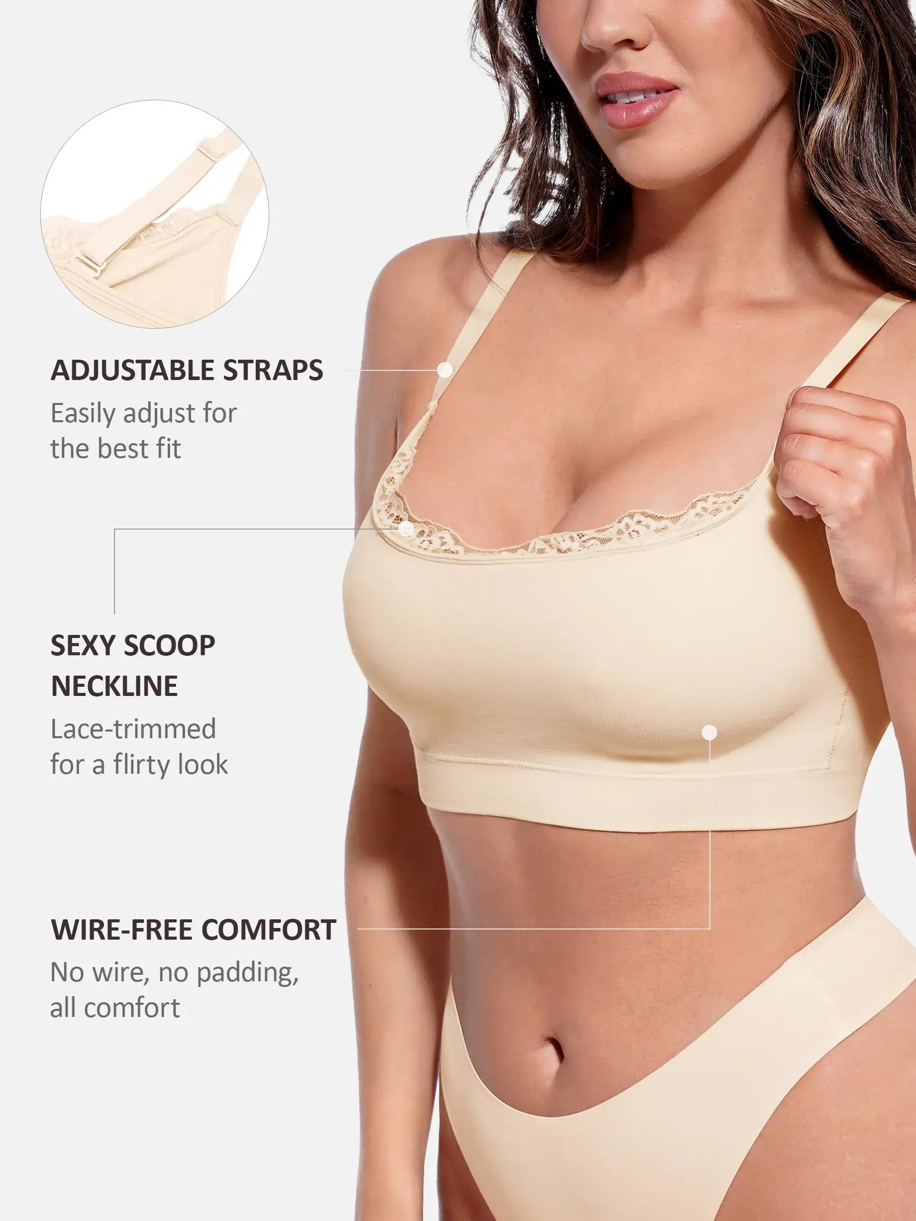 Feelingirl No Underwire Seamless Lace Everyday Bra