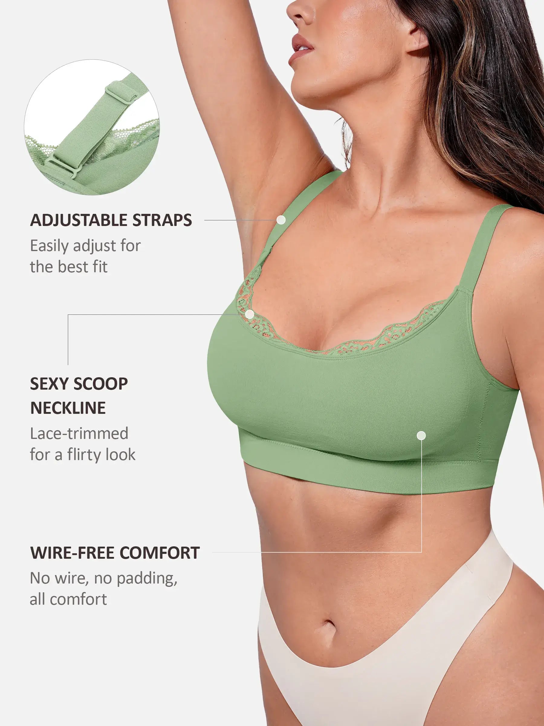 Feelingirl No Underwire Seamless Lace Everyday Bra