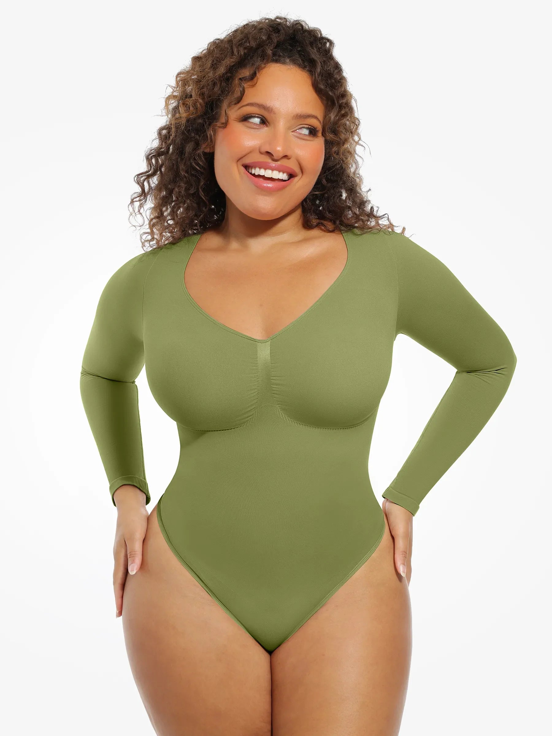 Feelingirl Seamless Supportive Long Sleeve Tummy Control Bodysuit
