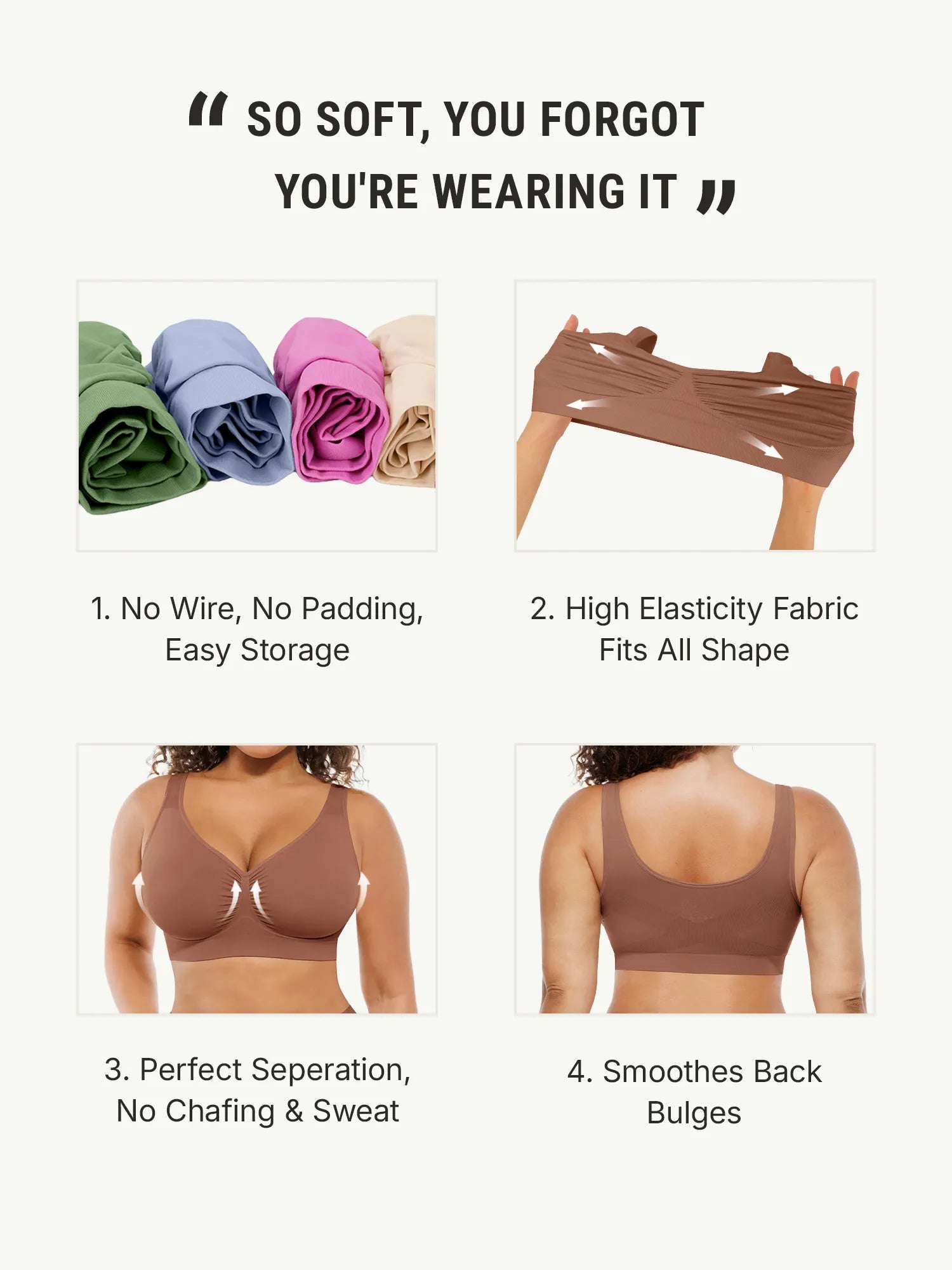 Feelingirl Seamless No Underwire Full Coverage Bra