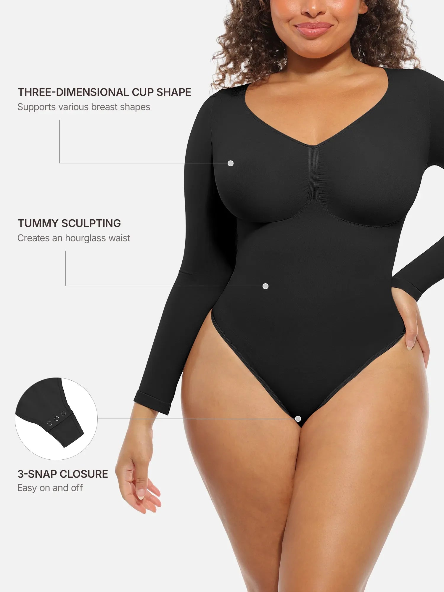 Feelingirl Seamless Supportive Long Sleeve Tummy Control Bodysuit [BOGO]