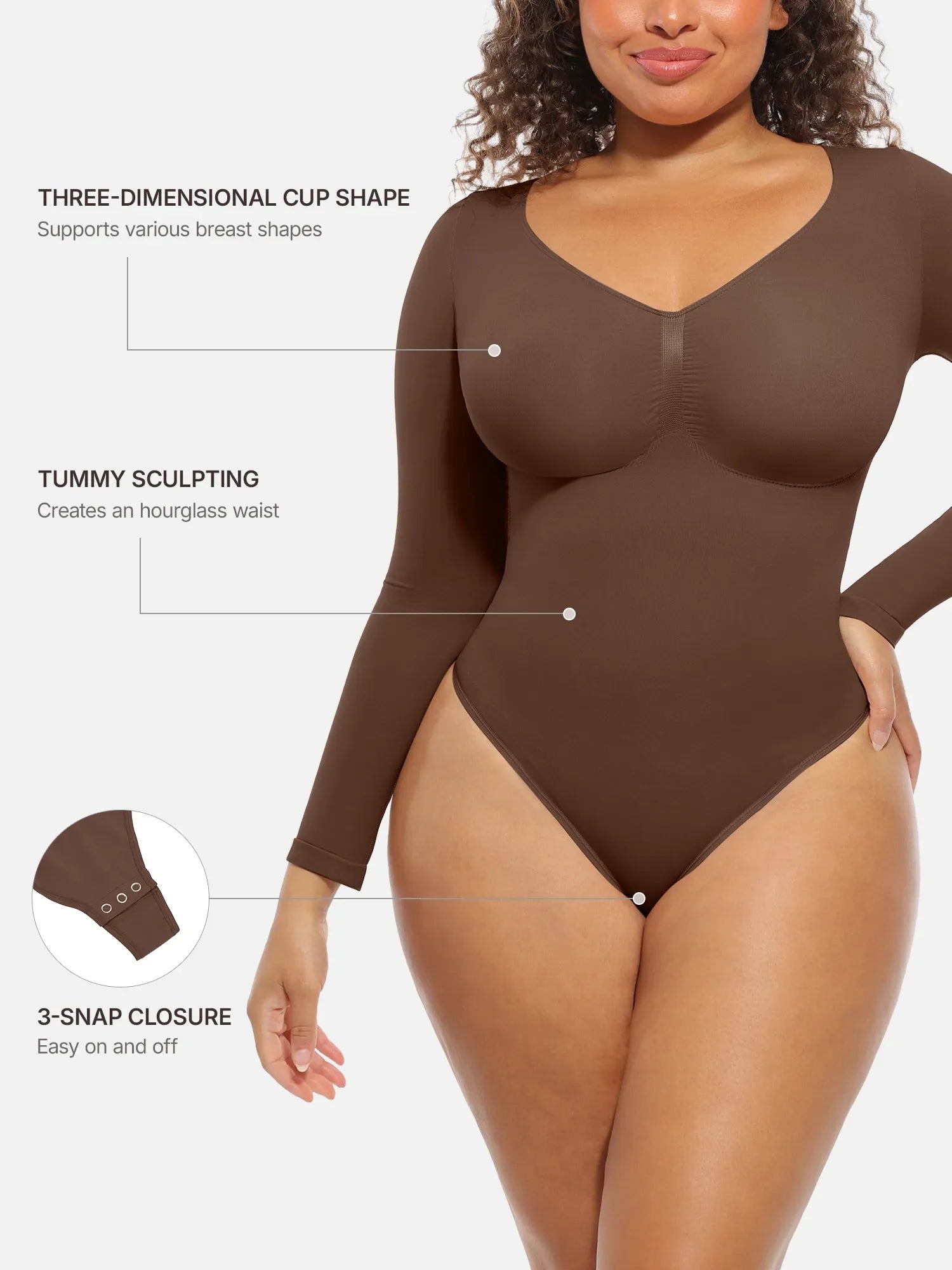 Feelingirl Seamless Supportive Long Sleeve Tummy Control Bodysuit [BOGO]