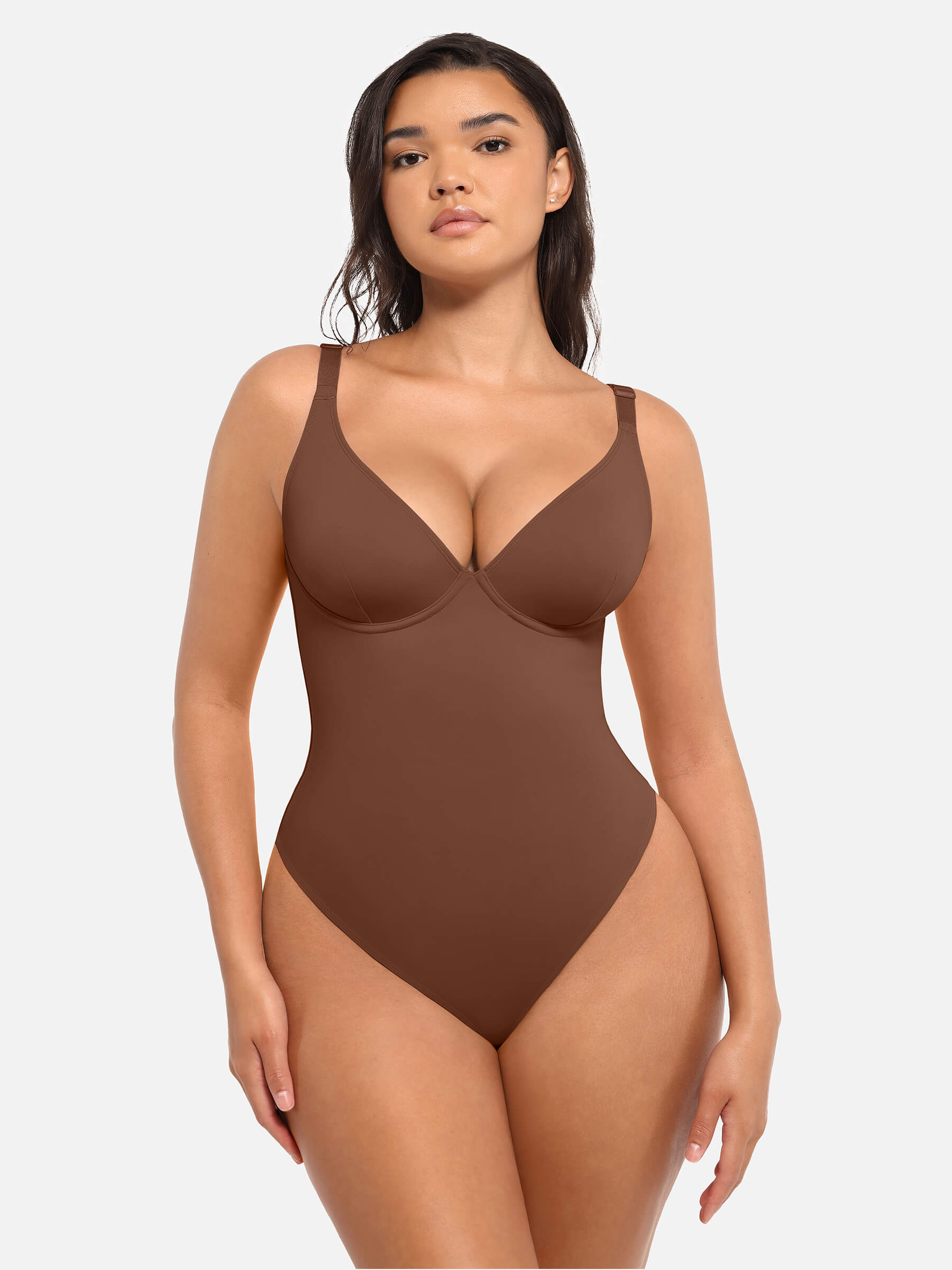 Feelingirl Deep V Neck Tummy Control Shapewear Bodysuit