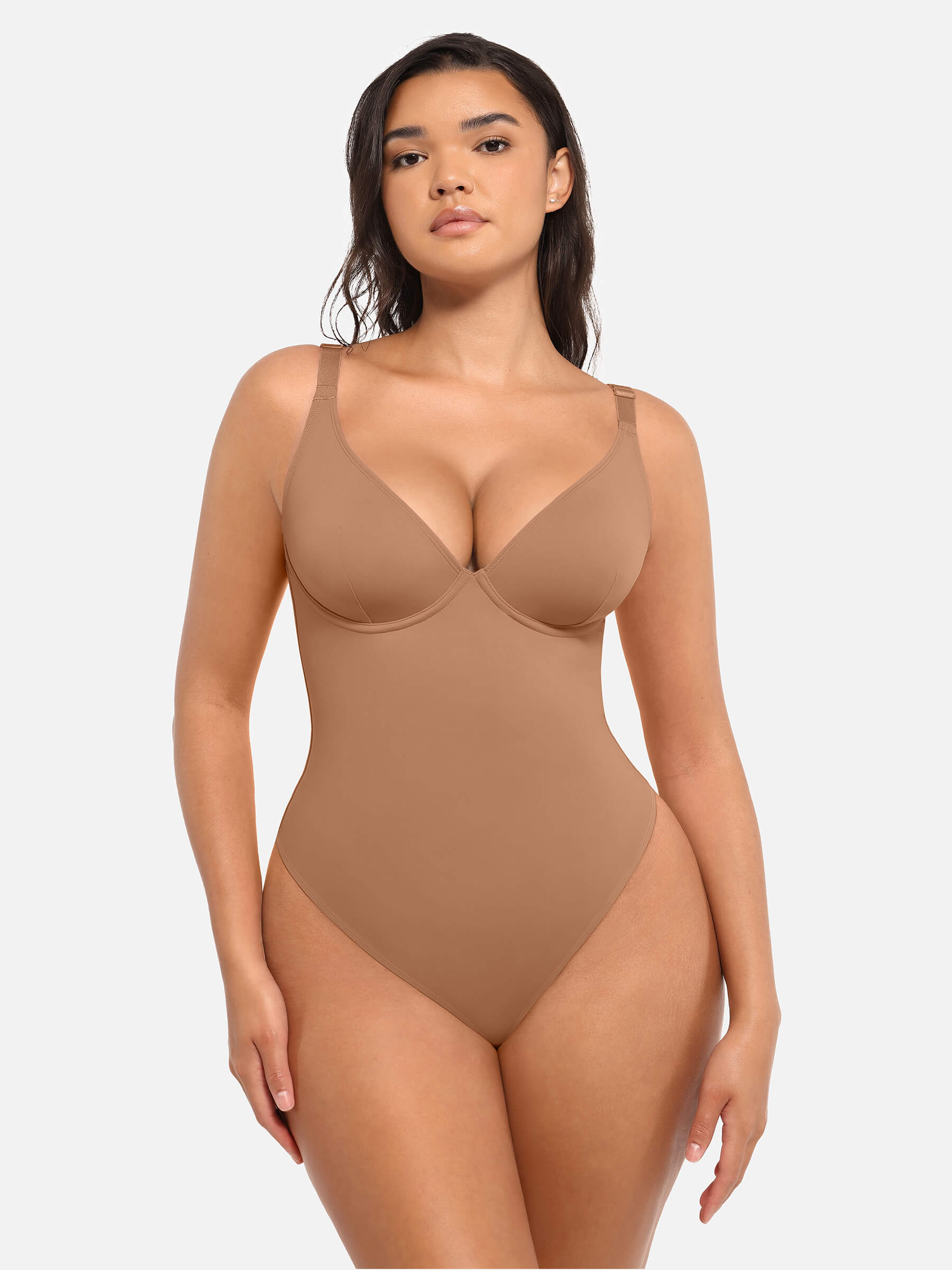 Feelingirl Deep V Neck Tummy Control Shapewear Bodysuit