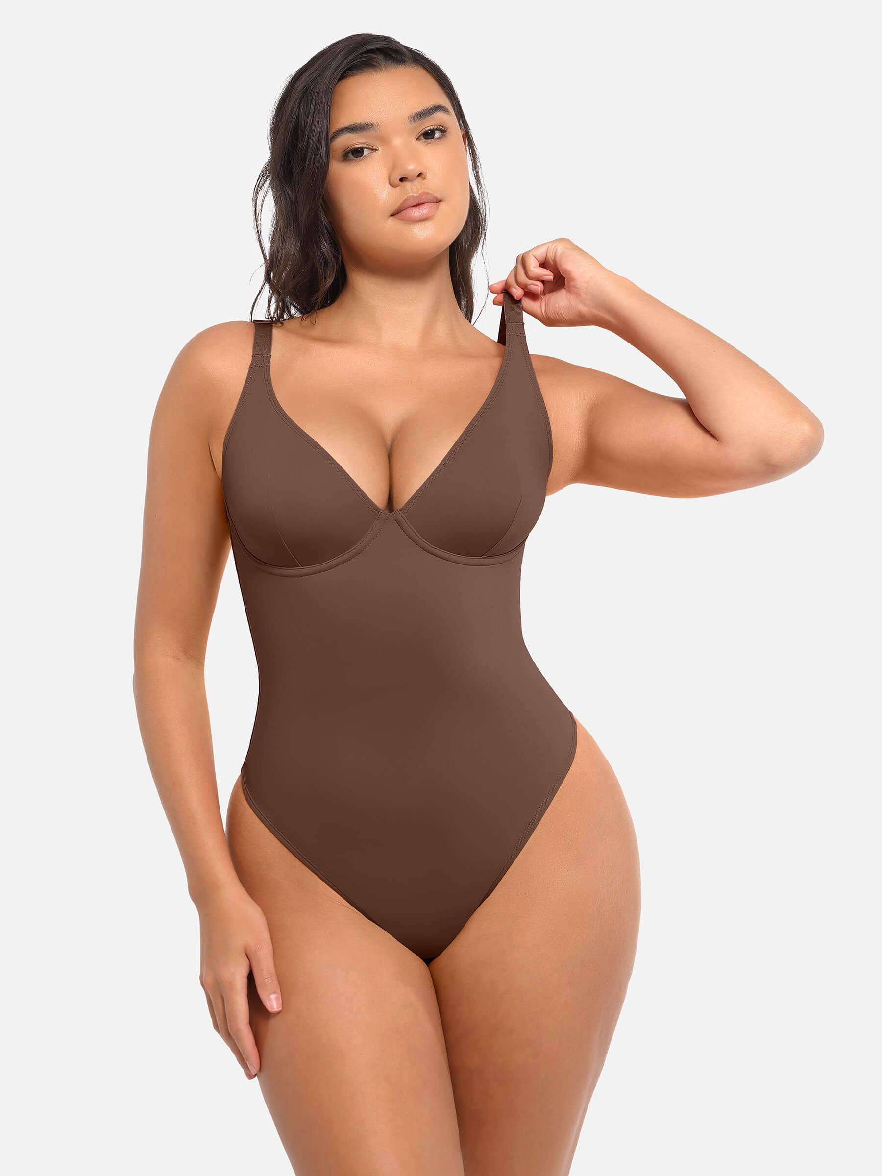 Feelingirl Deep V Neck Tummy Control Shapewear Bodysuit