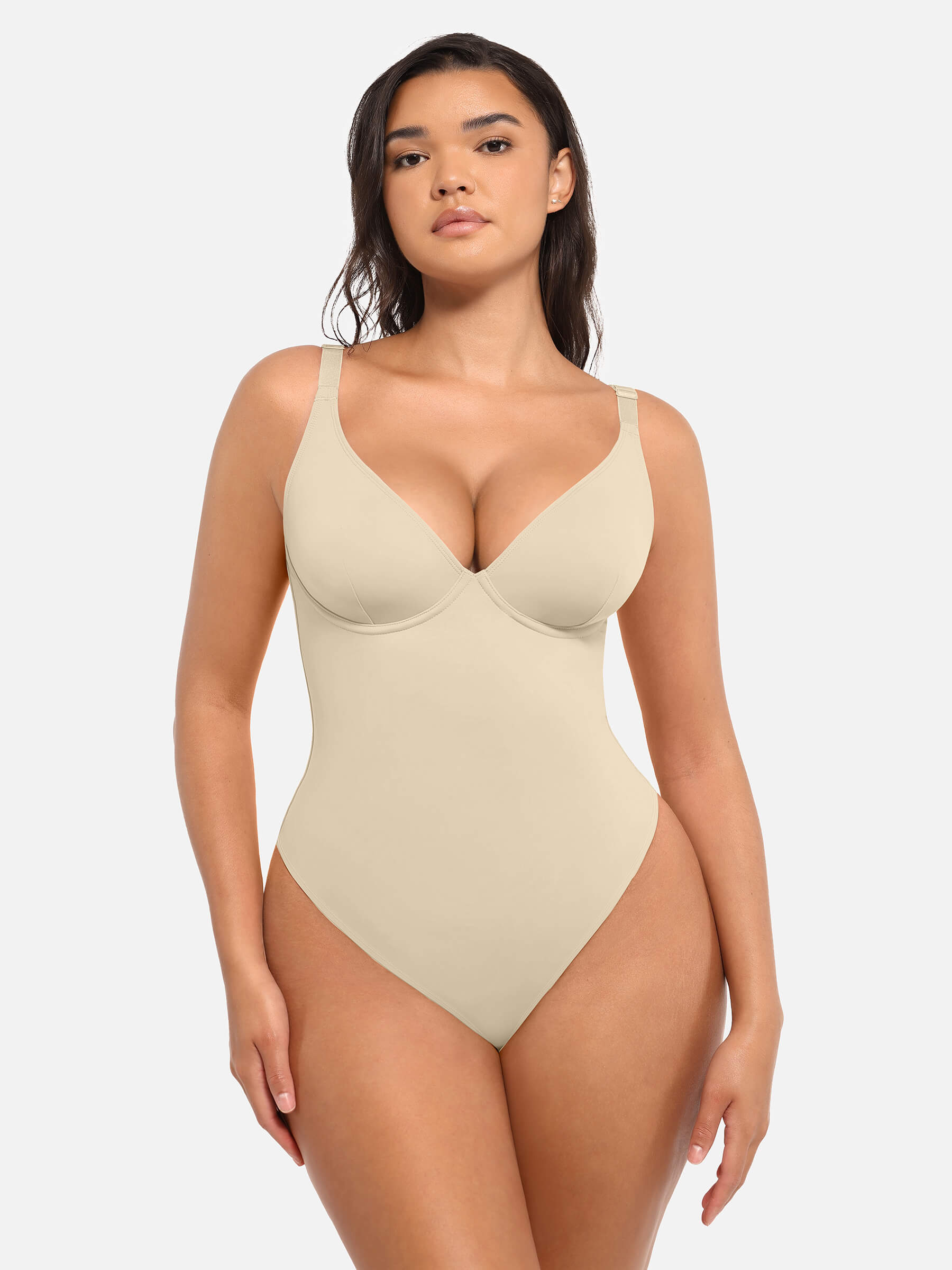 Feelingirl Deep V Neck Tummy Control Shapewear Bodysuit