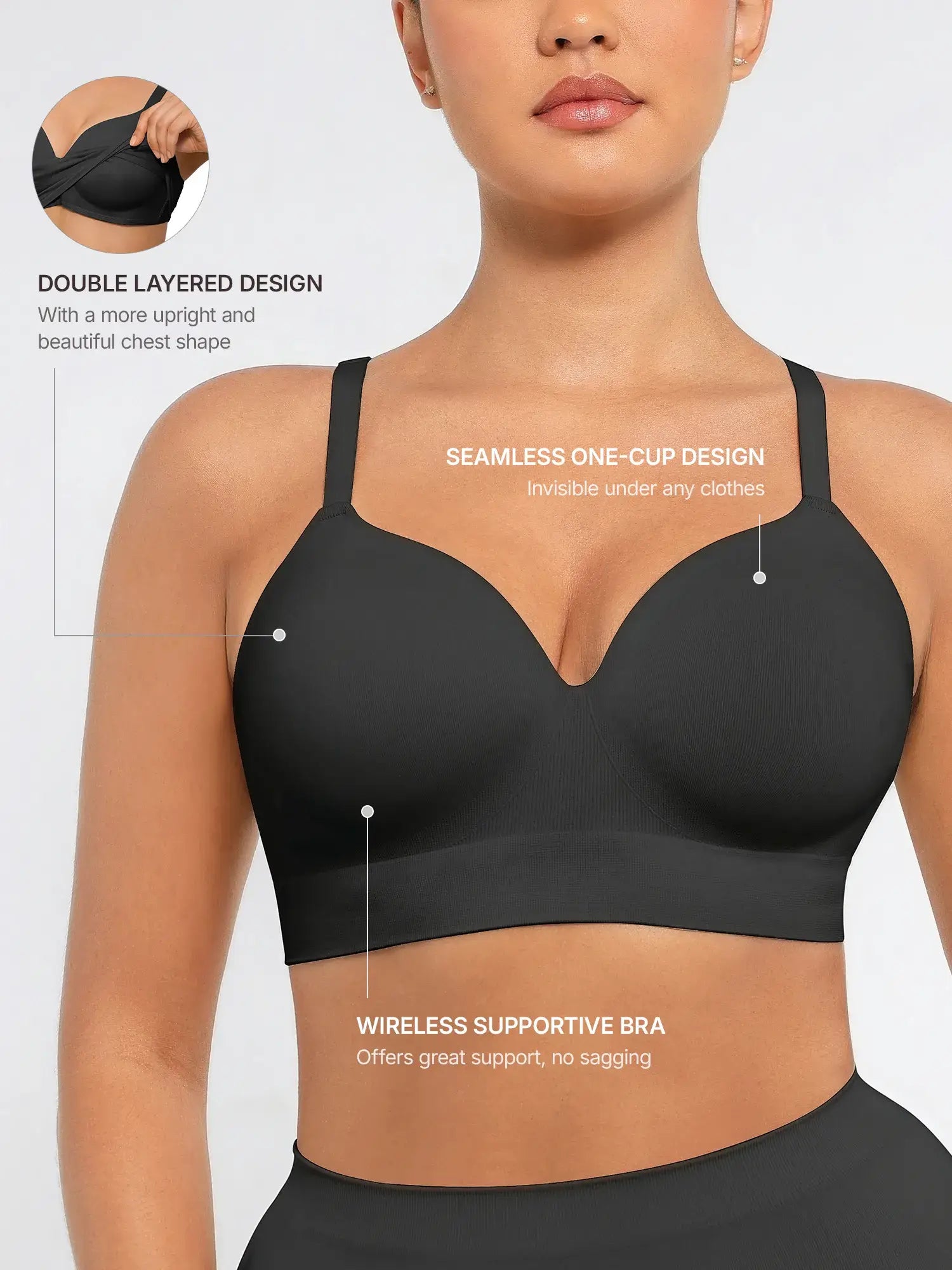 Feelingirl Full Coverage Push-Up Comfort Wireless Bra