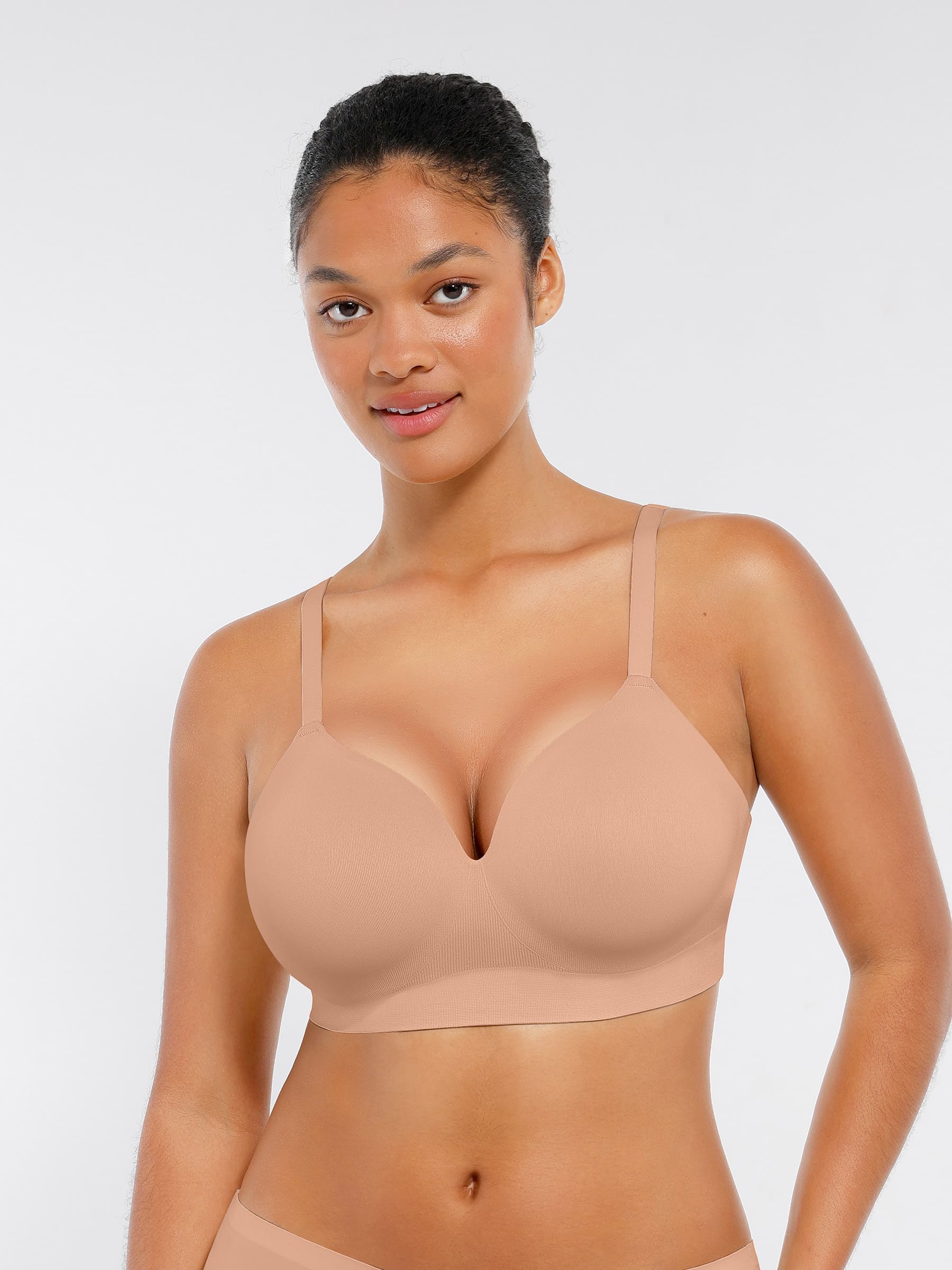 Feelingirl Wireless Seamless Push-Up V-neck Bra