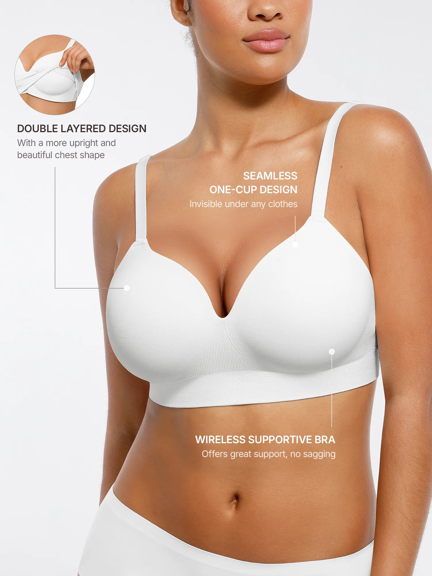 Feelingirl Wireless Seamless Push-Up V-neck Bra