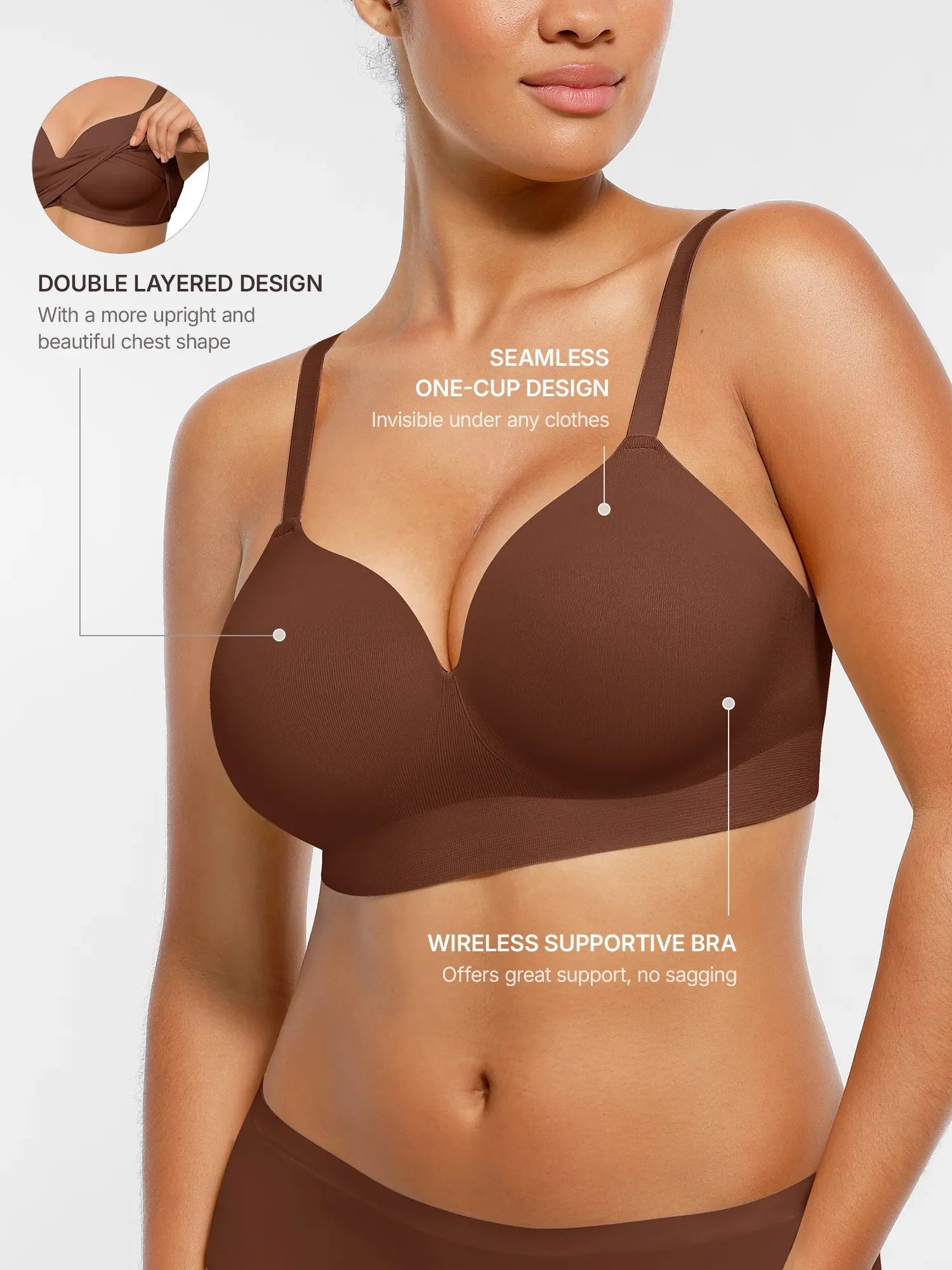 Feelingirl Wireless Seamless Push-Up V-neck Bra