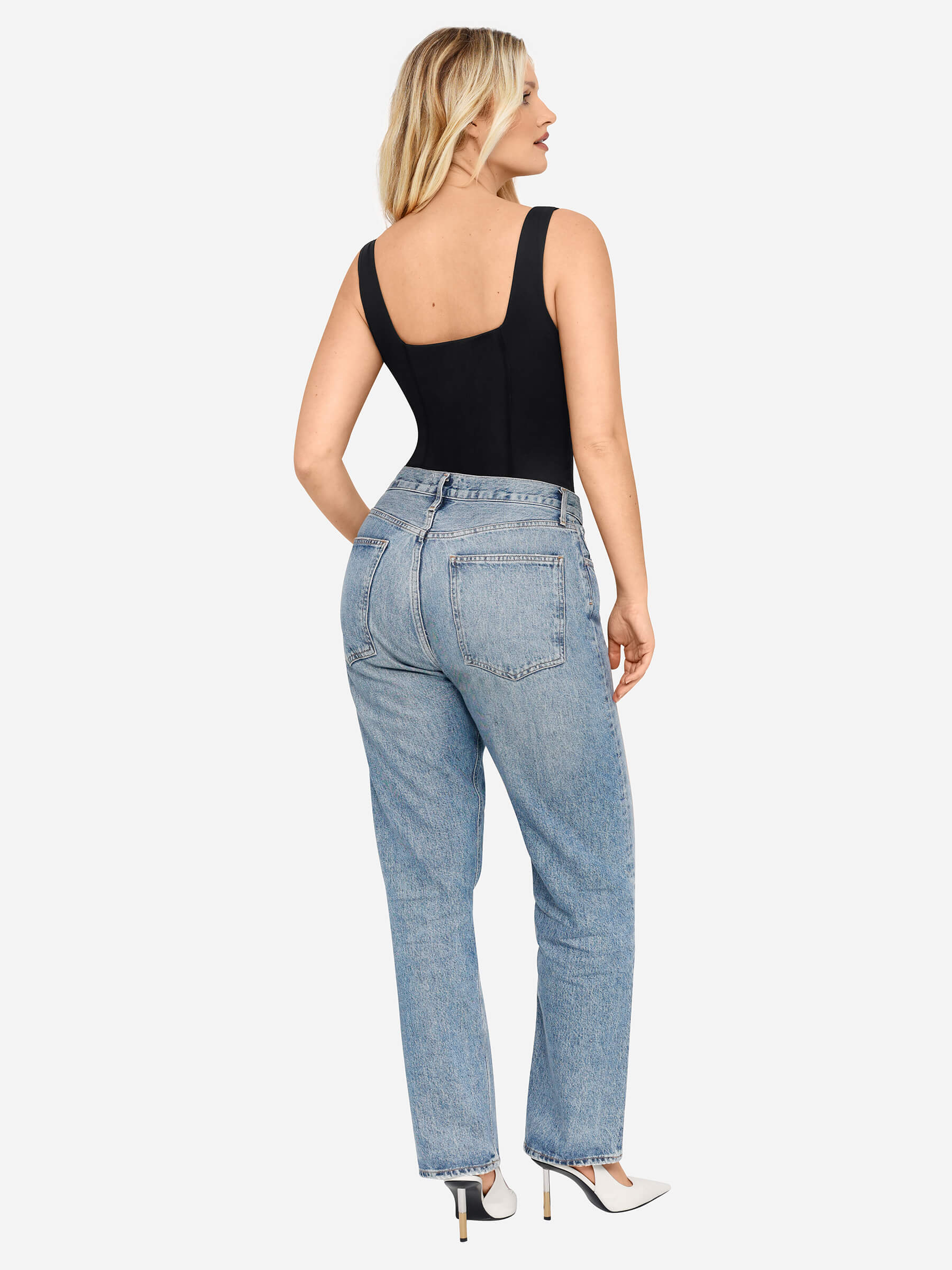 Feelingirl Full Body Wide Strap V-Neck Bodysuit [BOGO]