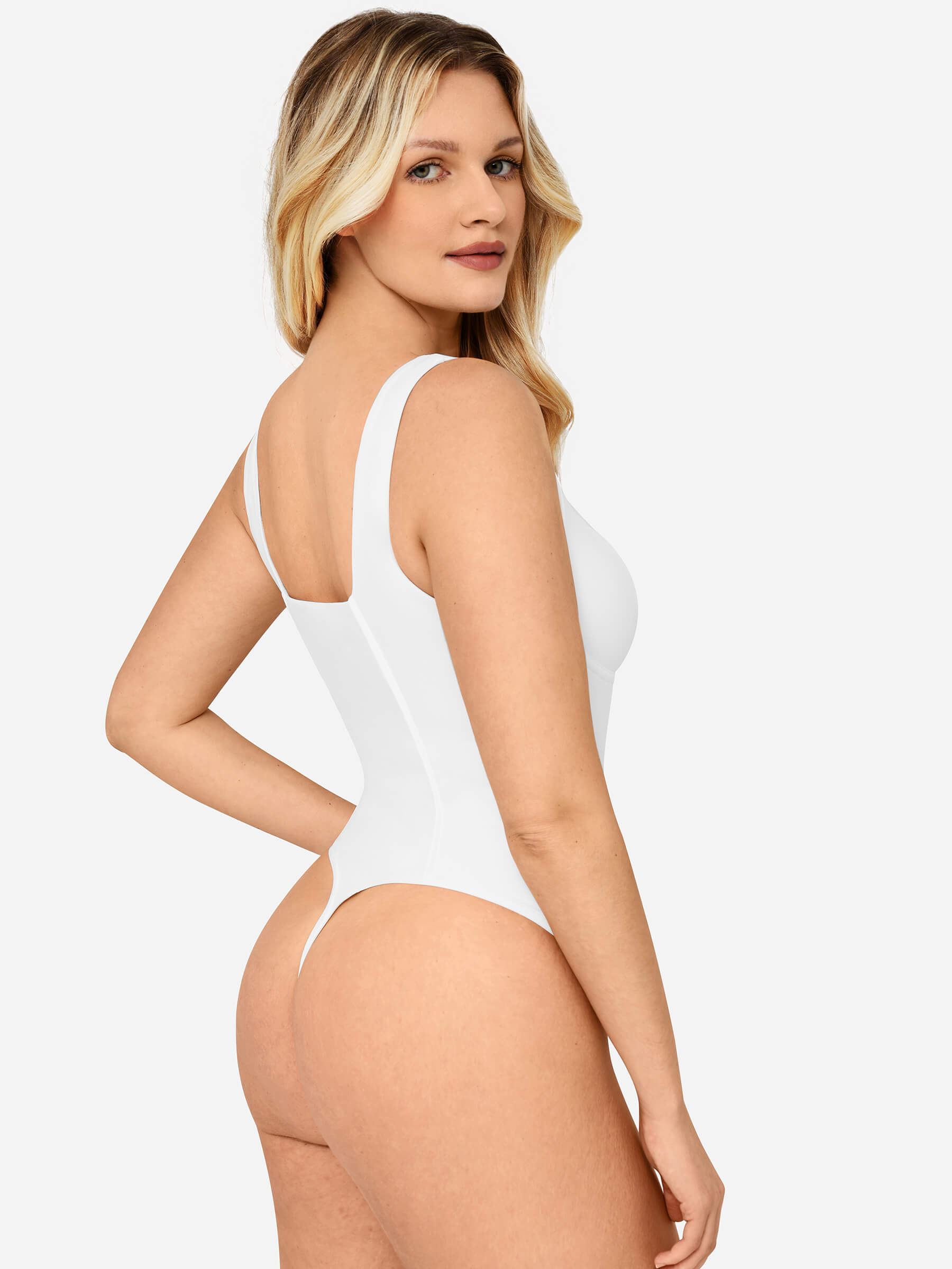 Feelingirl Full Body Wide Strap V-Neck Bodysuit [BOGO]