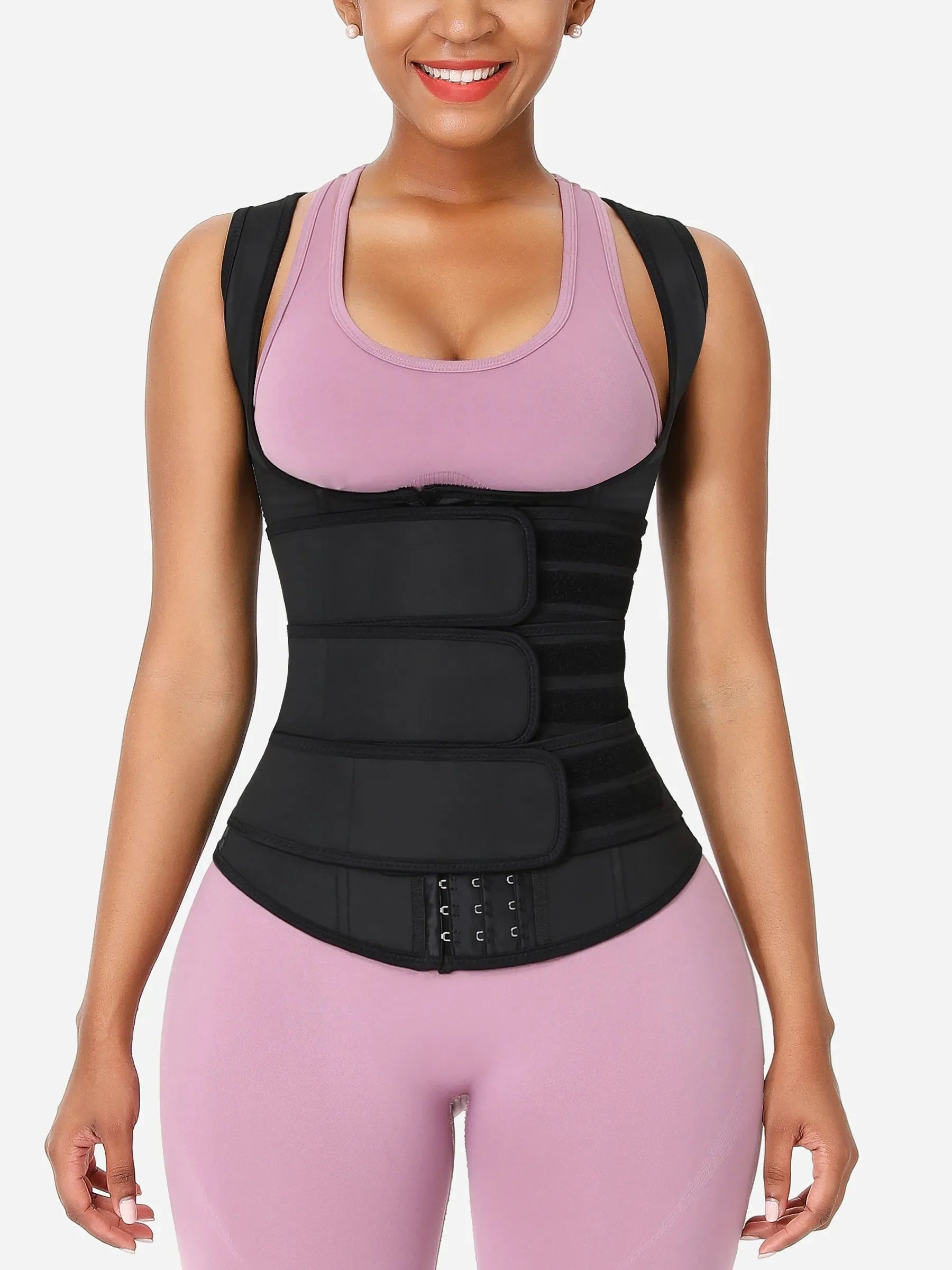 Feelingirl Triple Belt Rubber Vest Sport Girdle Waist Trainer