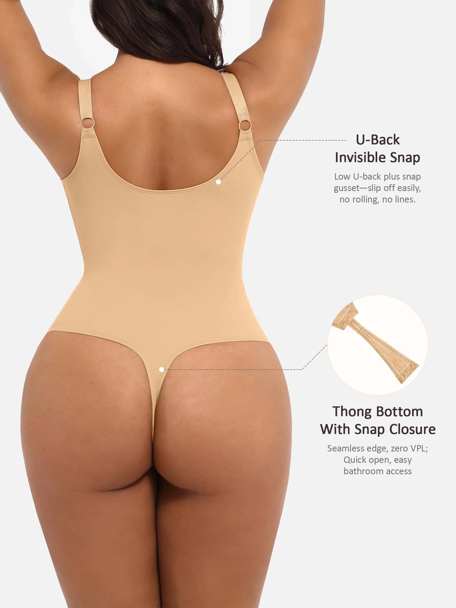 Feelingirl Deep V Neck Tummy Control Shapewear Bodysuit