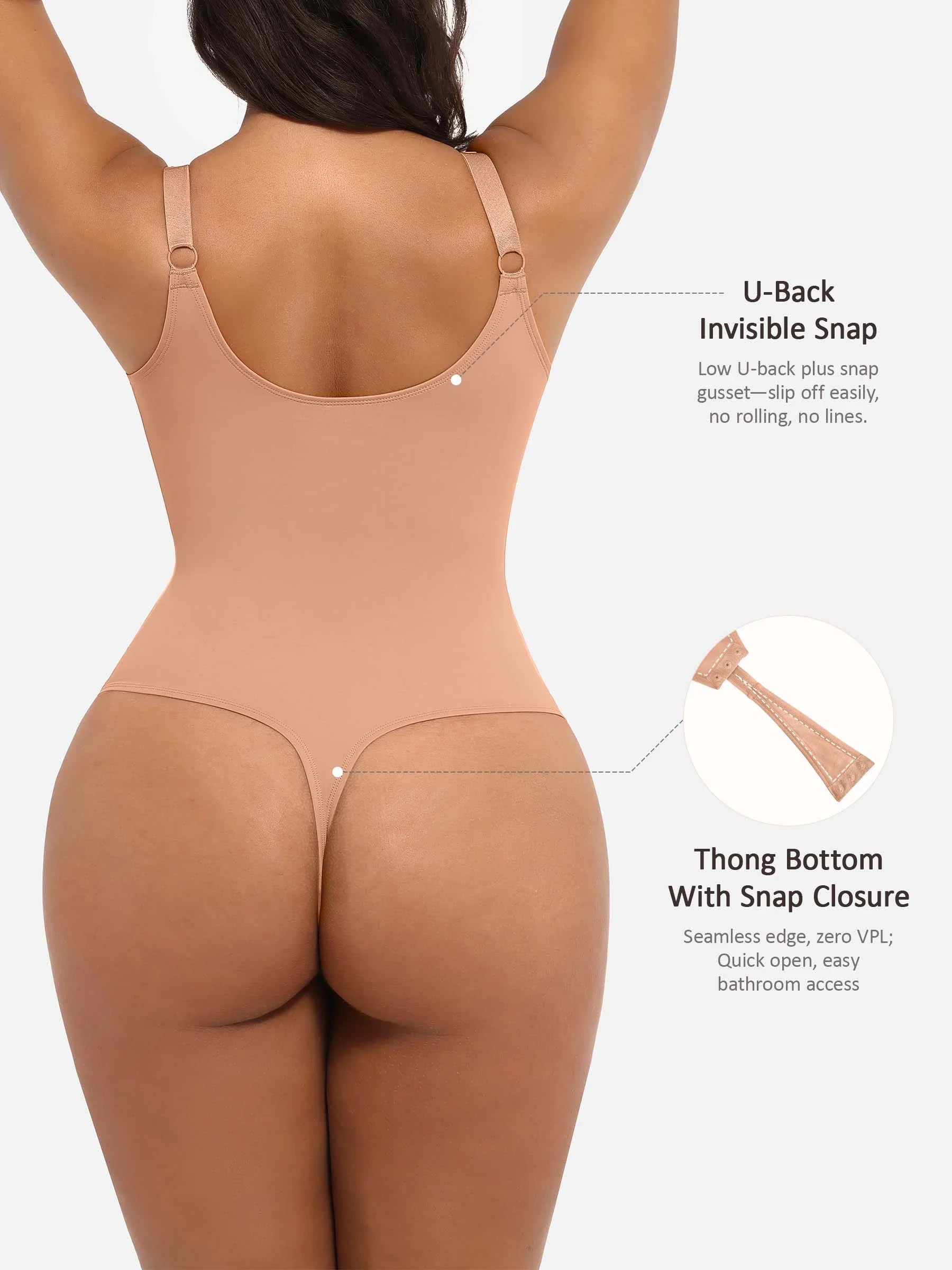 Feelingirl Deep V Neck Tummy Control Shapewear Bodysuit