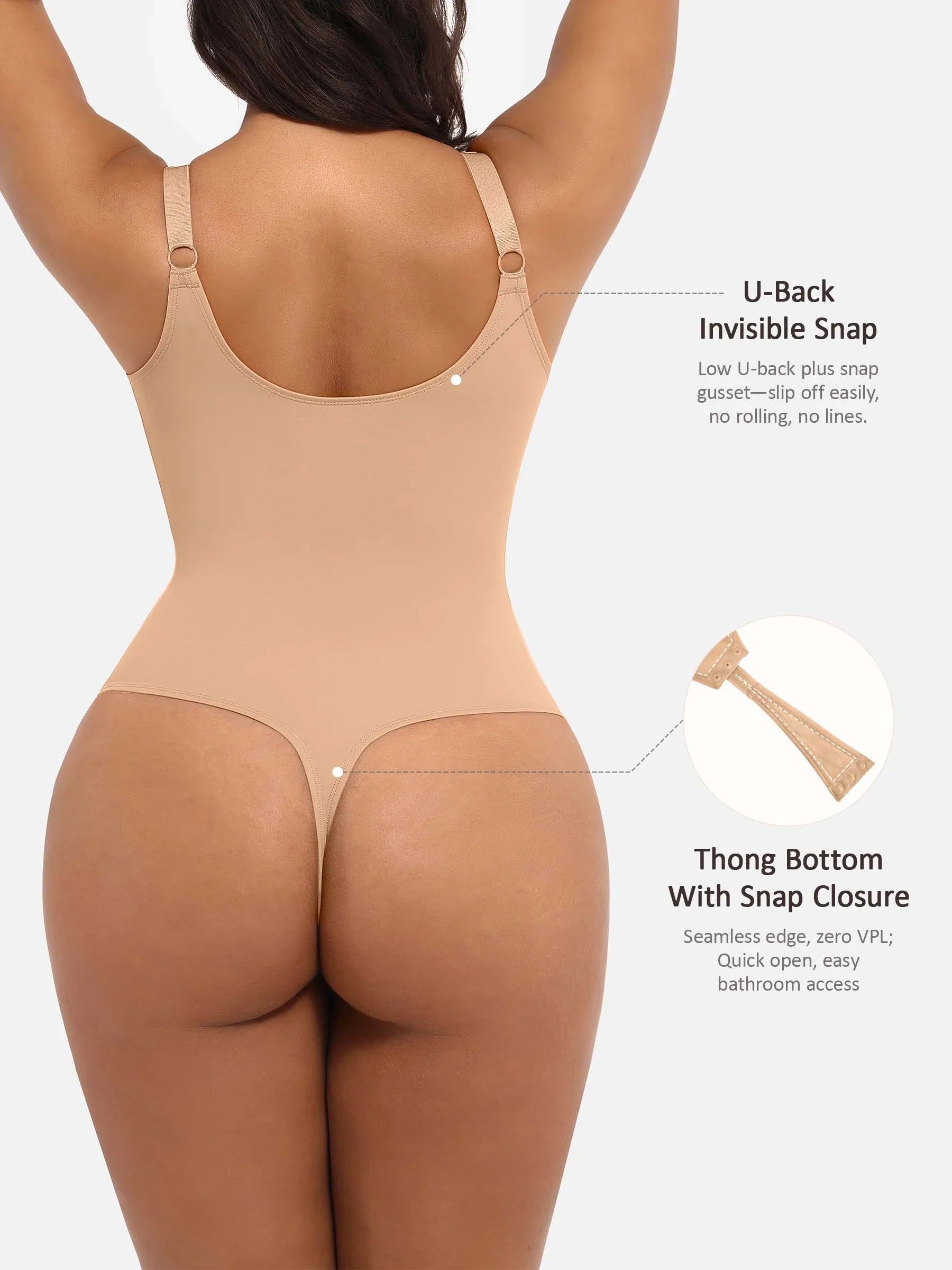 Feelingirl Deep V Neck Tummy Control Shapewear Bodysuit