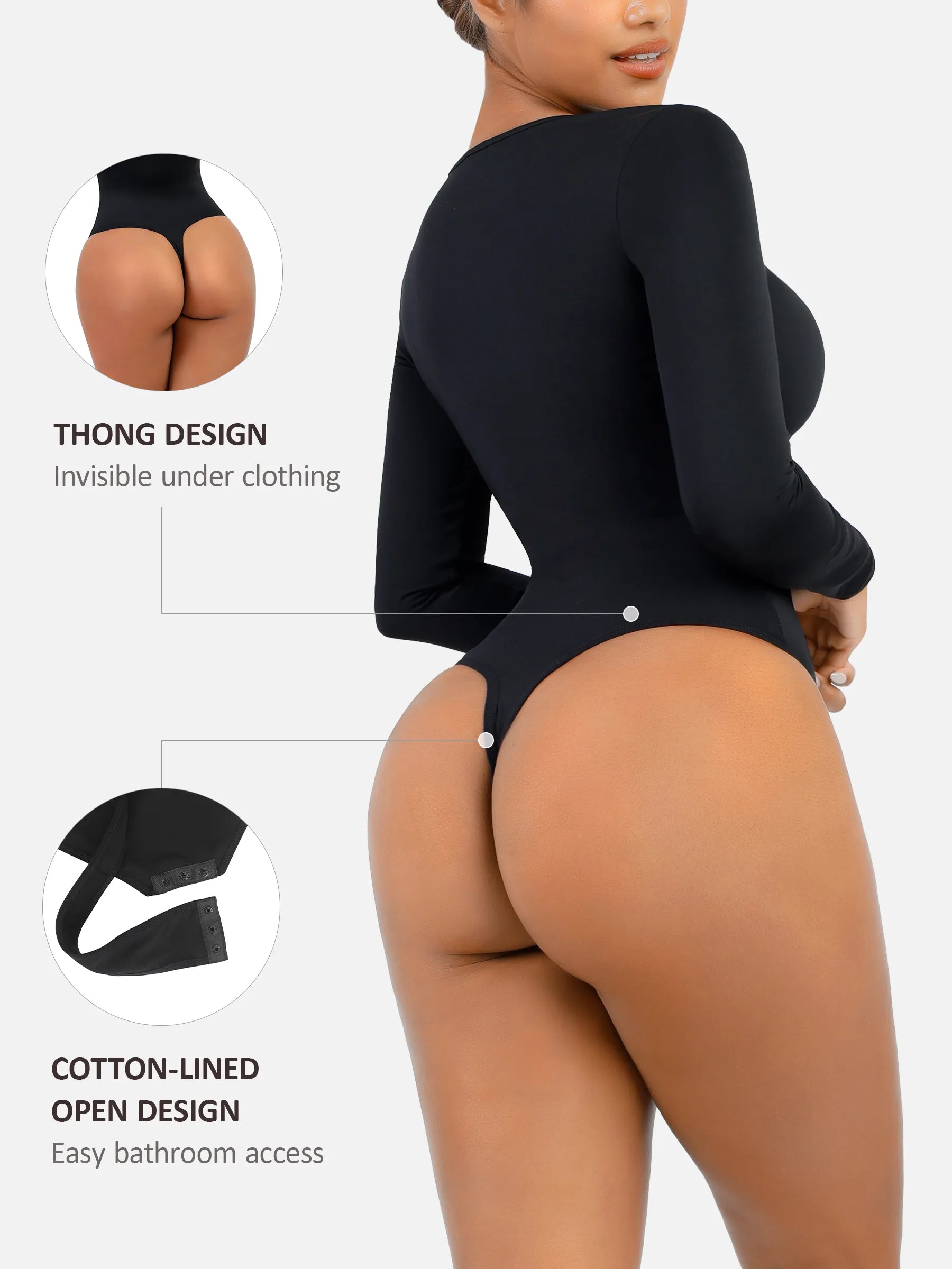 Feelingirl Slimming Long-Sleeve Shapewear Bodysuit