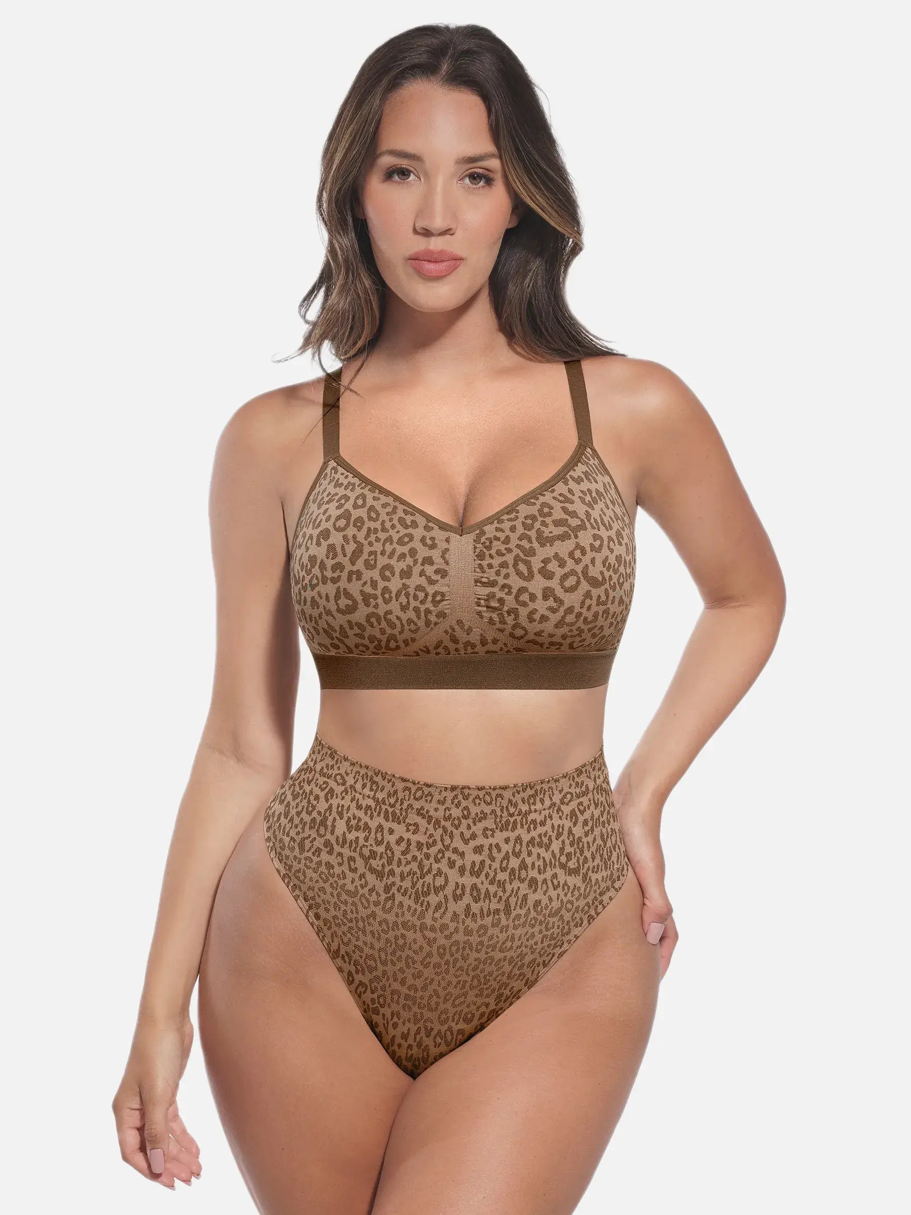 Feelingirl Leopard Print Wireless Bra & Panty