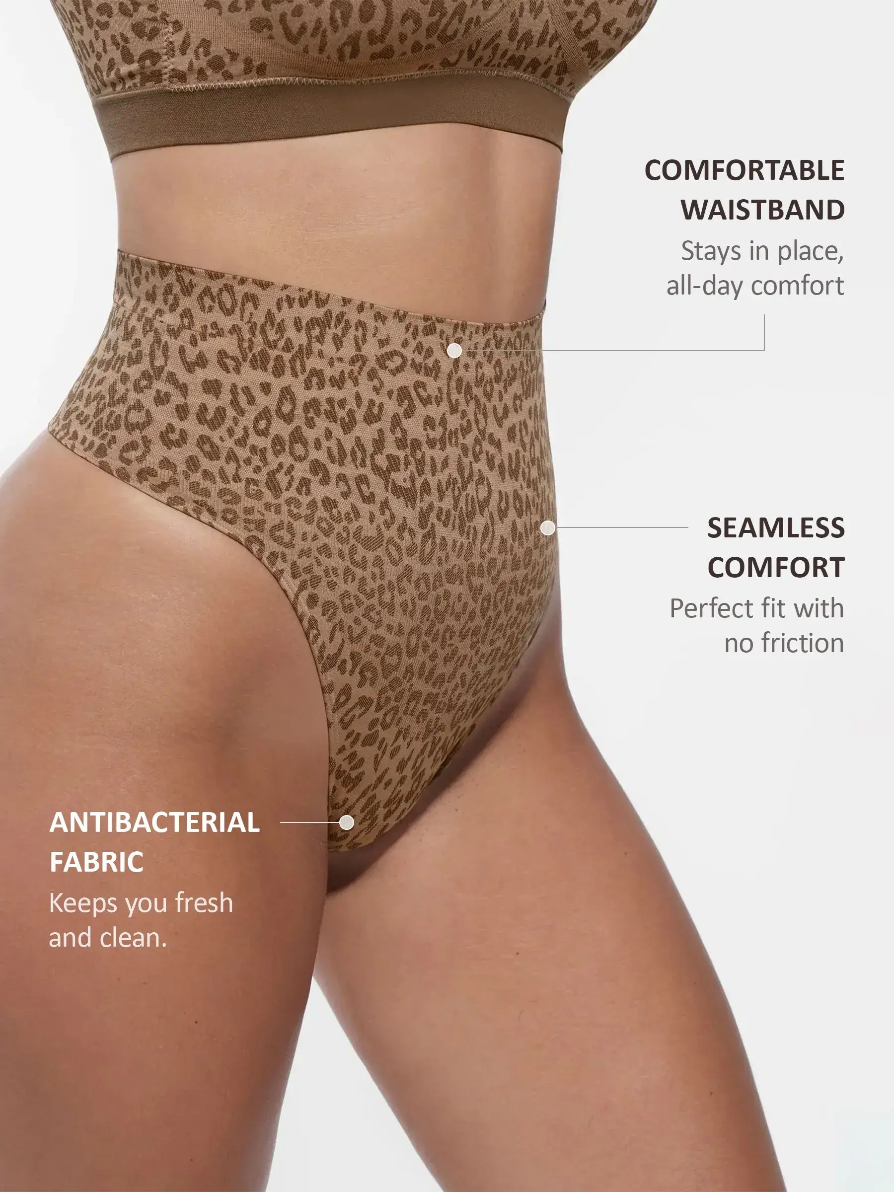 Feelingirl Mid-Waisted Thong Tummy Control Leopard Panties
