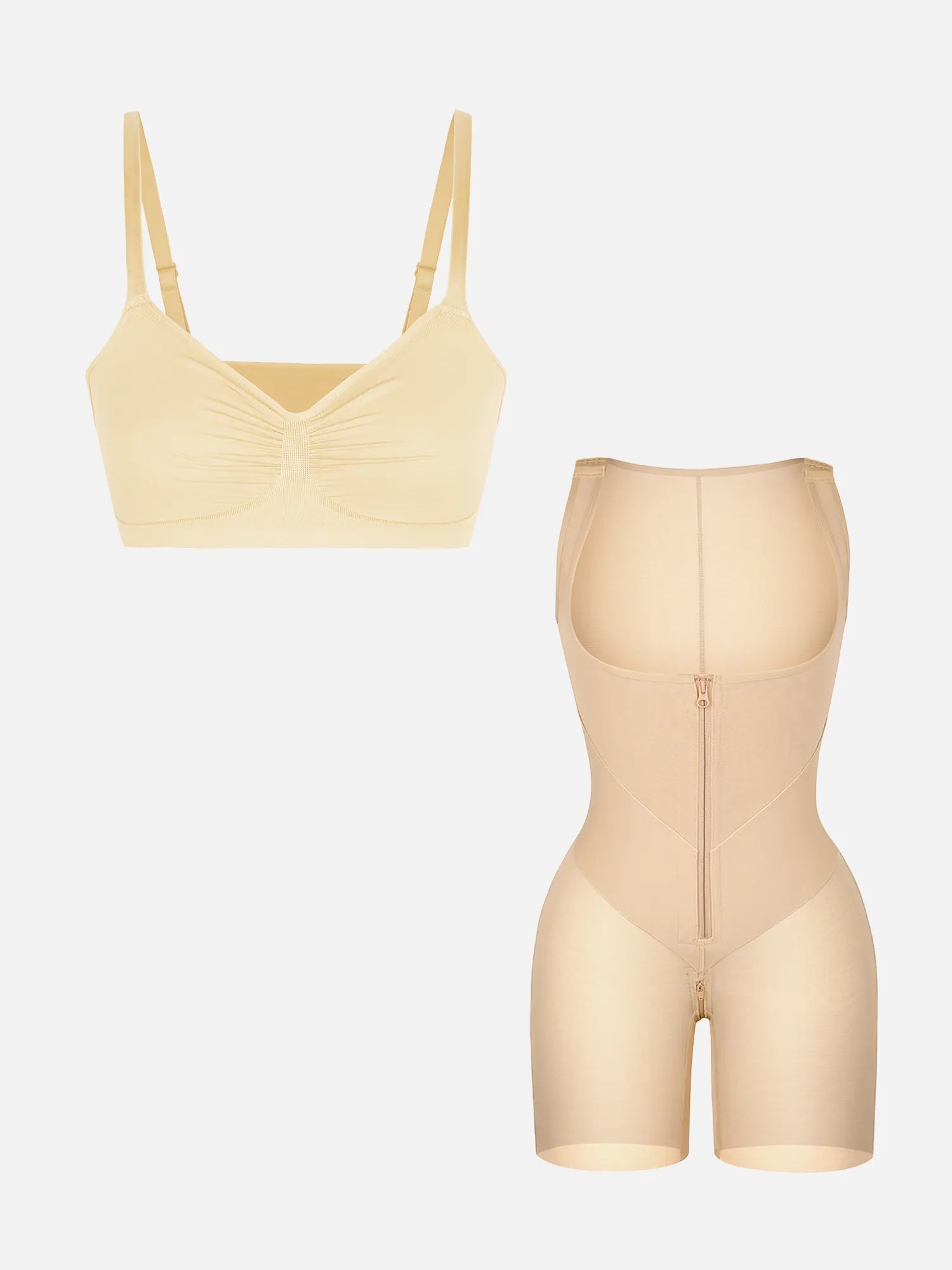 Feelingirl U-Shaped Shaping Lift Bodysuit & Unlined Soft Bra Bundle