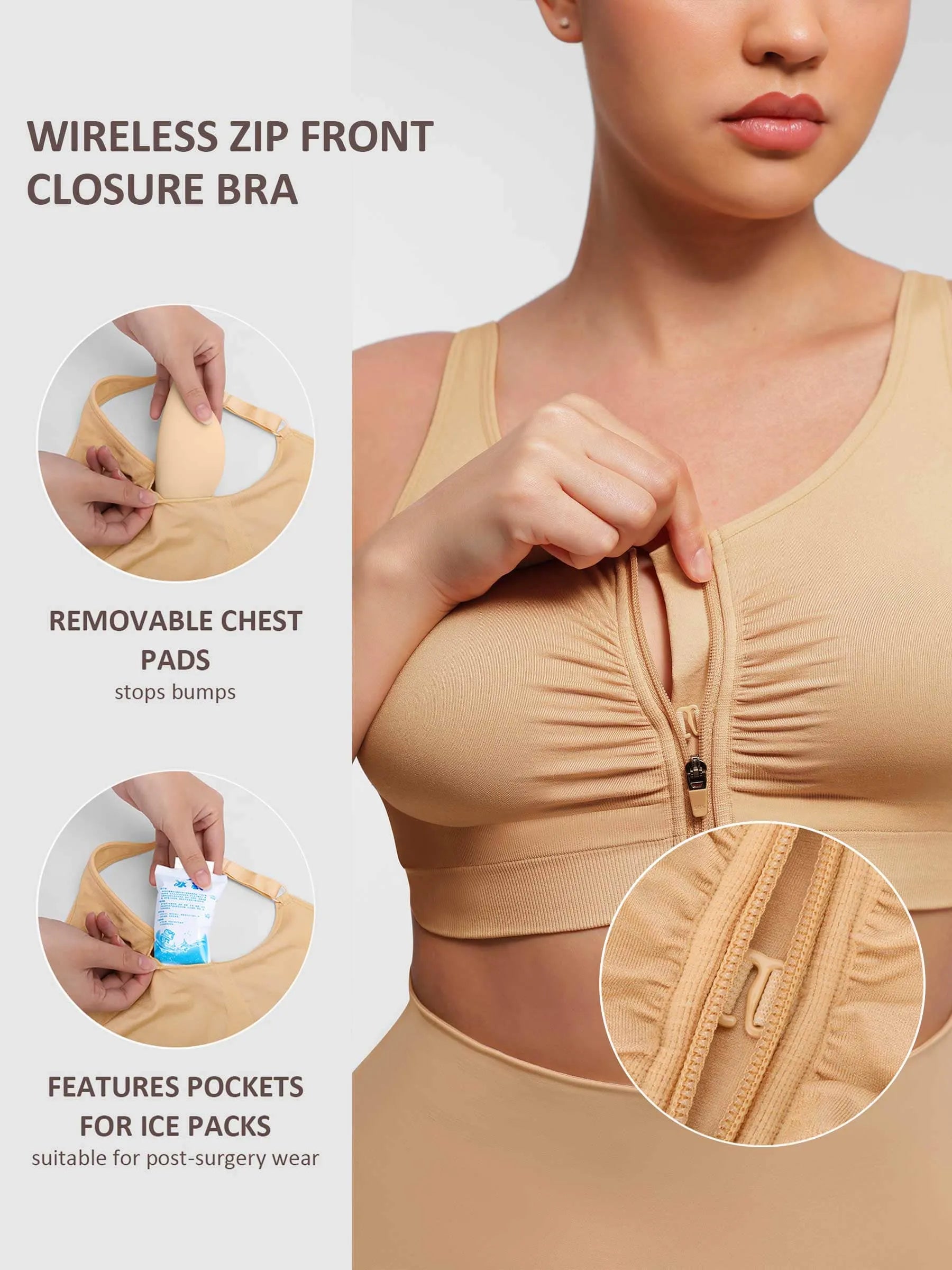 Divinegirl Seamless Front-Opening Zipper Bra