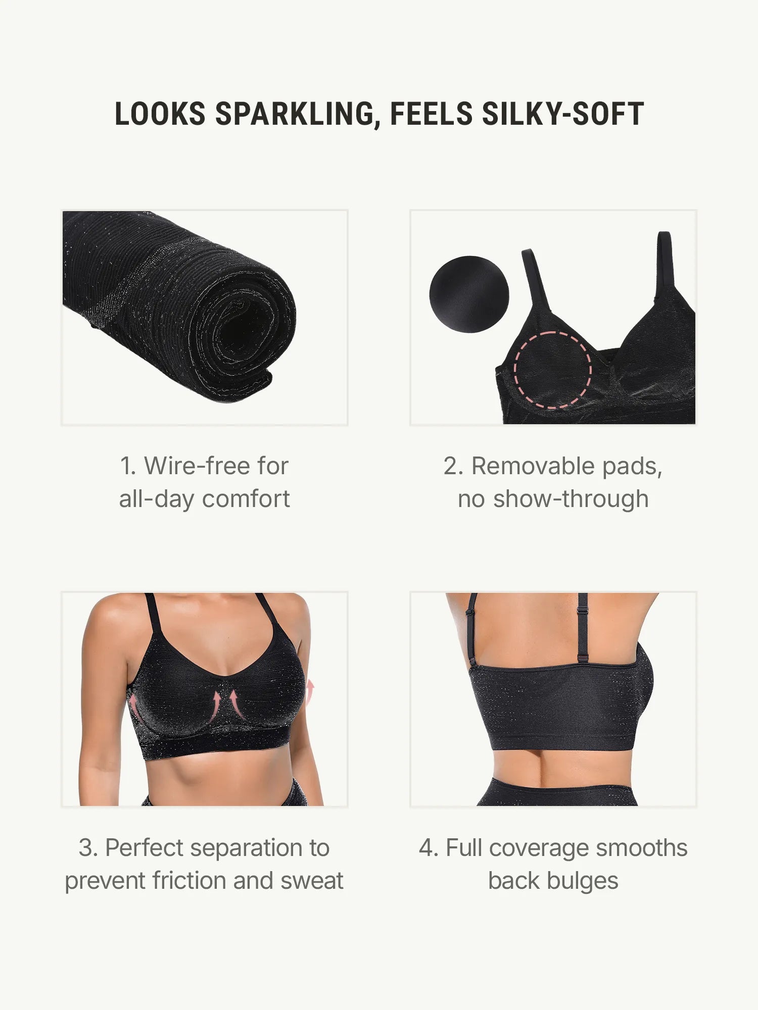 Feelingirl Invisible Shimmer Wireless Comfort Bra & Panty