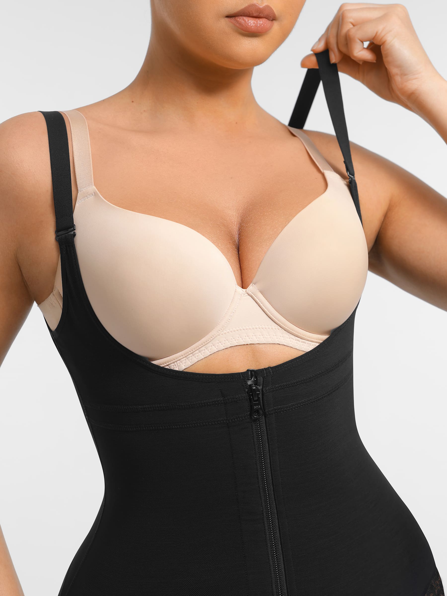 Feelingirl U-Plunge Front Adjustable Zipper Shapewear