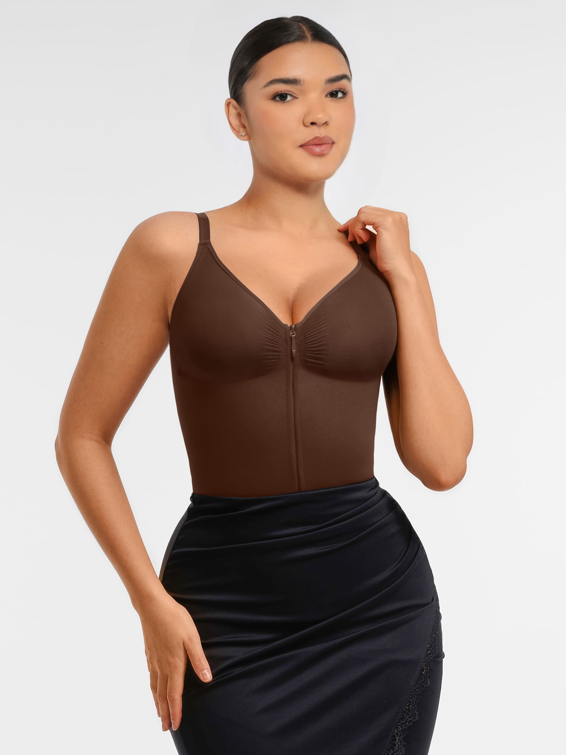 Feelingirl Tummy Control Seamless Zipper Shaping Bodysuit [BOGO]
