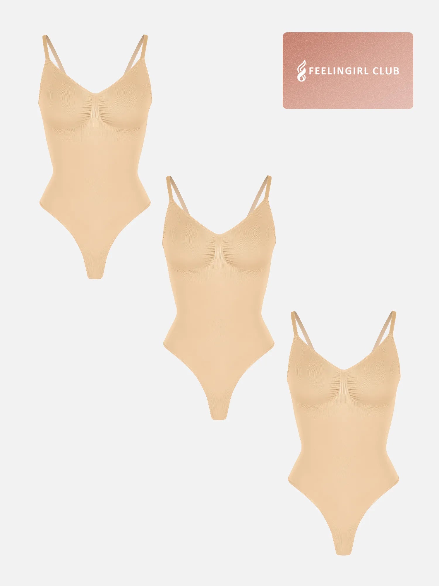 Feelingirl 3-Pack Tummy Control Seamless Bodysuit Bundle