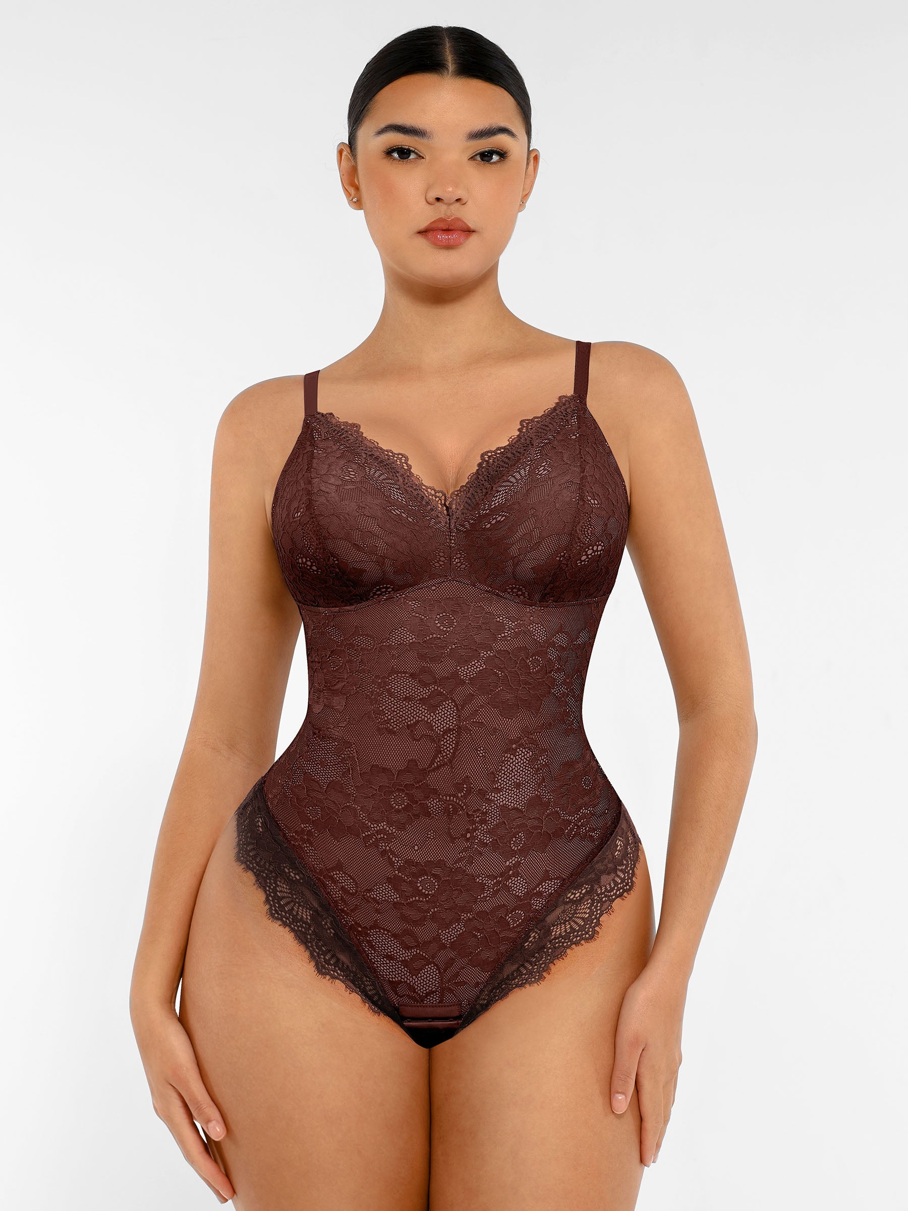 Feelingirl Lace V Neck Full Bodysuit Underwear