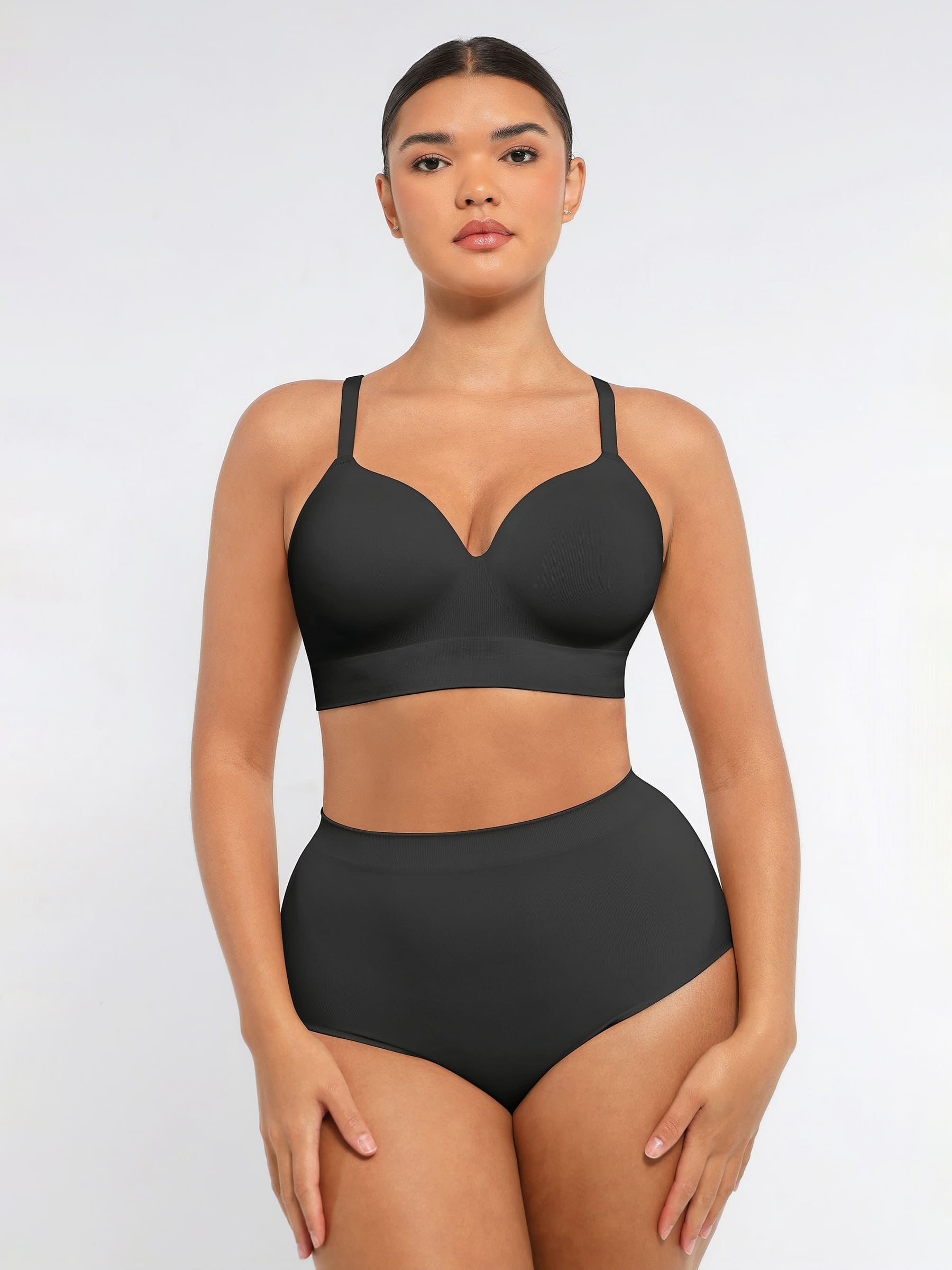 Feelingirl Wireless Push-Up Bra & Seamless Tummy Control Brief Set