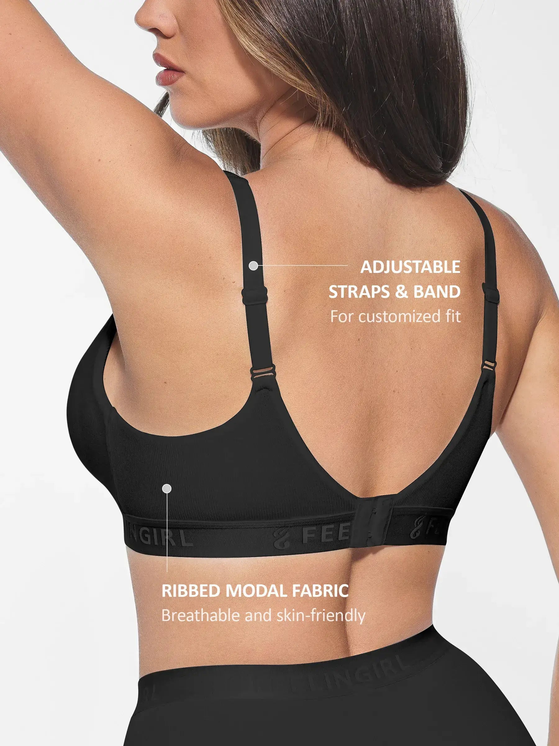 Feelingirl No Underwire Light Support Modal Bra