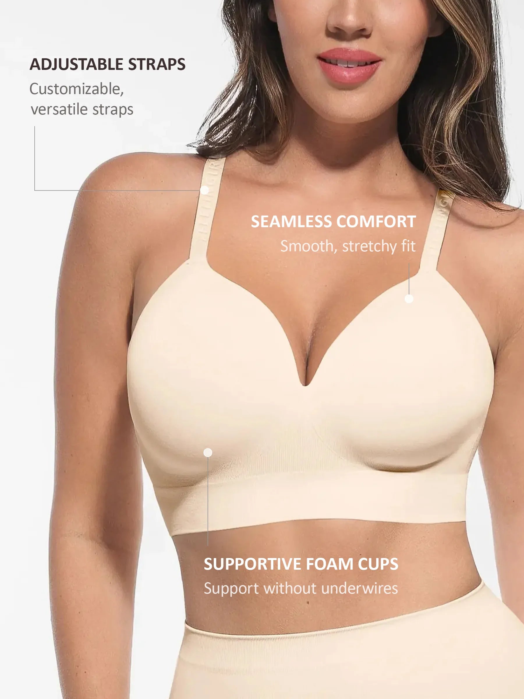 Feelingirl Wireless Adjustable Push-Up Full Coverage Bra