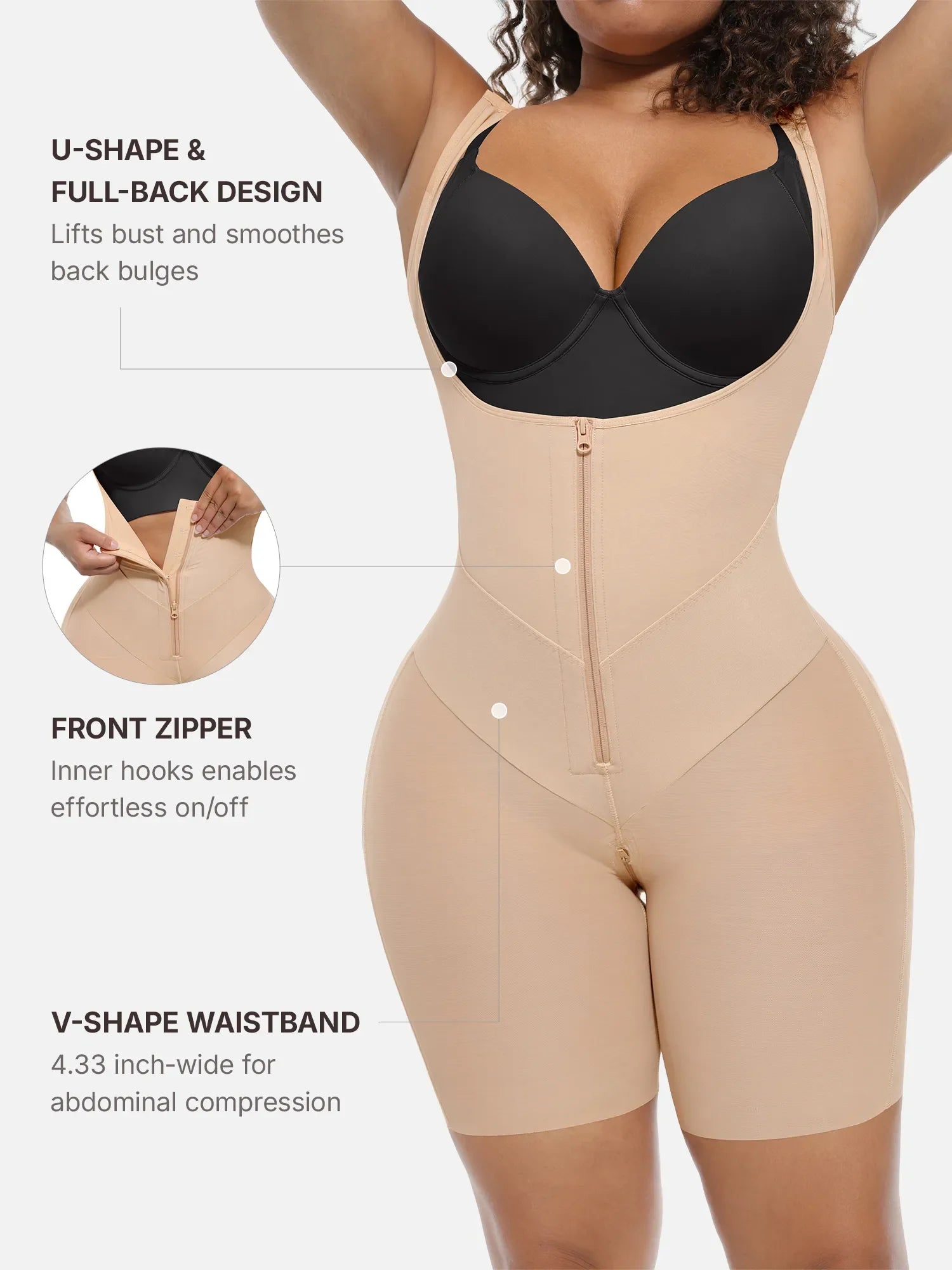 Feelingirl U-Shaped Faja Tummy Control Butt Lift Bodysuit